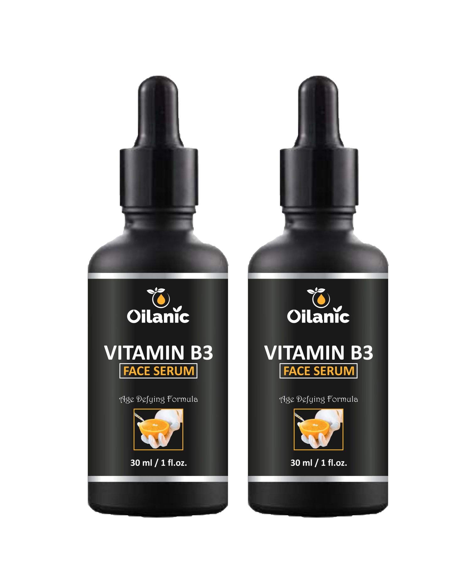 Oilanic 100% Pure & Natural Vitamin B3 Serum for Anti-Aging & Wrinkle Reduction - 2 Bottles (60ml Total) | Brightening Face Serum for Glowing Skin | Day & Night Skincare Routine