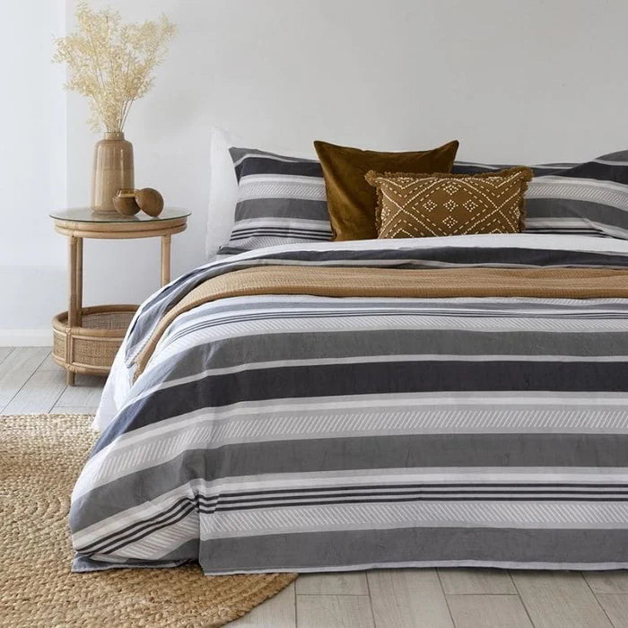 Premium Indiana Grey Commercial Quilt Cover Set by Bambury - Luxury Hotel Style Bedding for Master Bedroom & Guest Room Decor