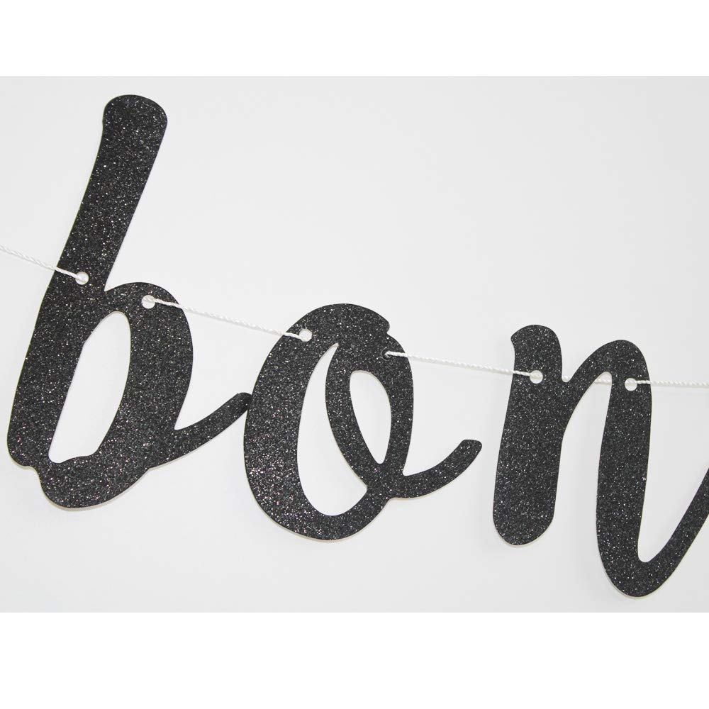 Bon Voyage Banner - Black Glitter Travel Party Sign & Garland Decorations for Moving, Graduation, Retirement Celebrations | Perfect for Travel-Themed Parties, Farewell Events & Milestone Celebrations