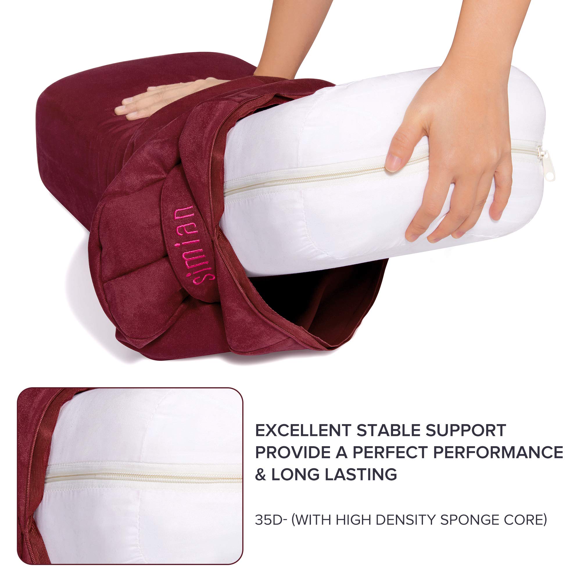 Premium Yoga Bolster Pillow - Supportive Rectangular Meditation Cushion with Washable Velvet Cover for Restorative & Yin Yoga - Ideal for Home, Studio, and Meditation Practice