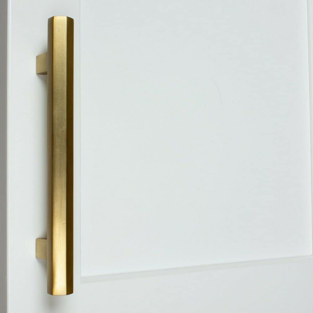 5 Inch Satin Gold Hexagon Bar Pull Cabinet Handle - CC 4791-128-SG | Modern Kitchen & Bathroom Hardware for Drawers & Cabinets