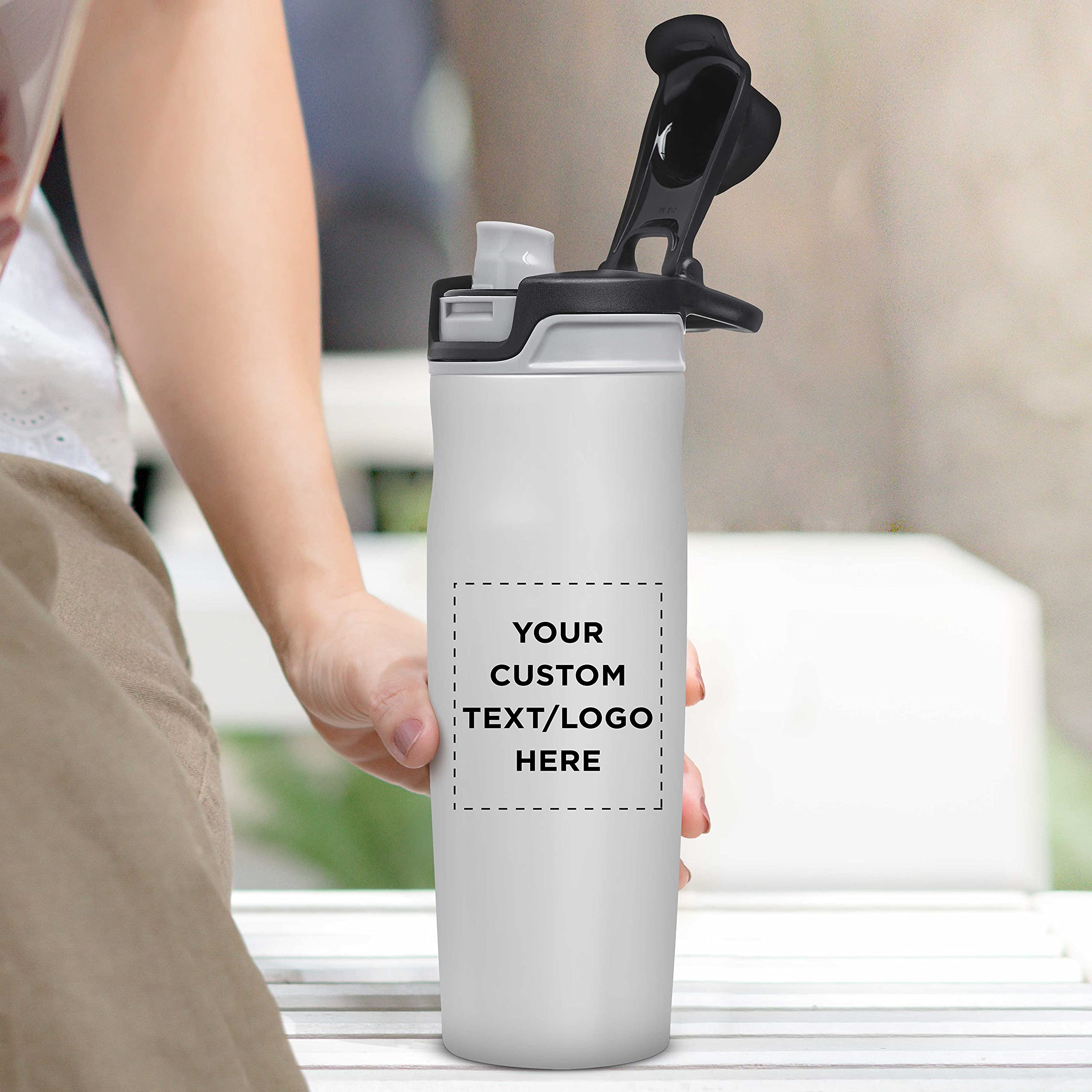 Custom 20oz Juno Water Bottles with Flip Lid - Bulk Pack of 24 Reusable Personalized Bottles - Ideal for Gym, Hiking, Cycling & School - White - Perfect for Sports, Outdoor Activities & Team Events