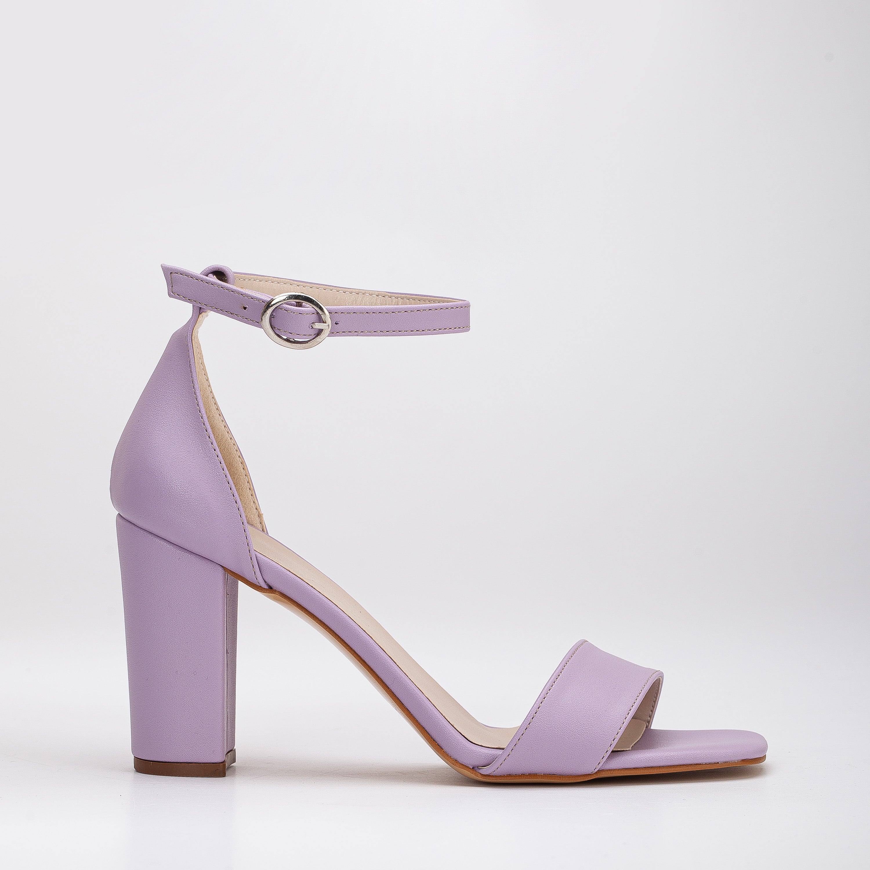 Jess Lavender Open Toe Block Heels for Women - Comfortable Chunky Heel Sandals for Wedding, Party & Summer Outfits