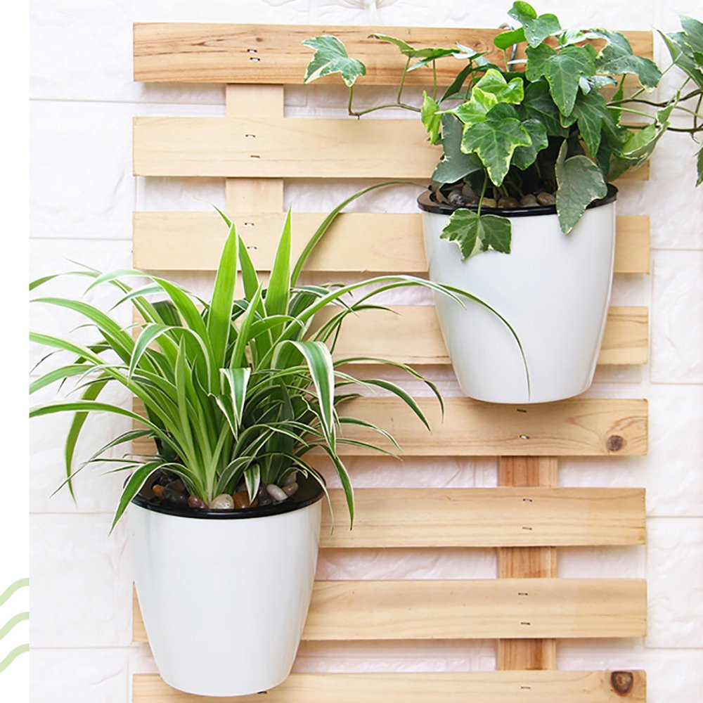 Self Watering Wall Planter Set of 3 - Modern White Small Vertical Flower Pots for Indoor/Outdoor - Wall Mounted & Window Hanging Planters with Water Storage - Perfect for Home Decor, Office, Balcony & Garden