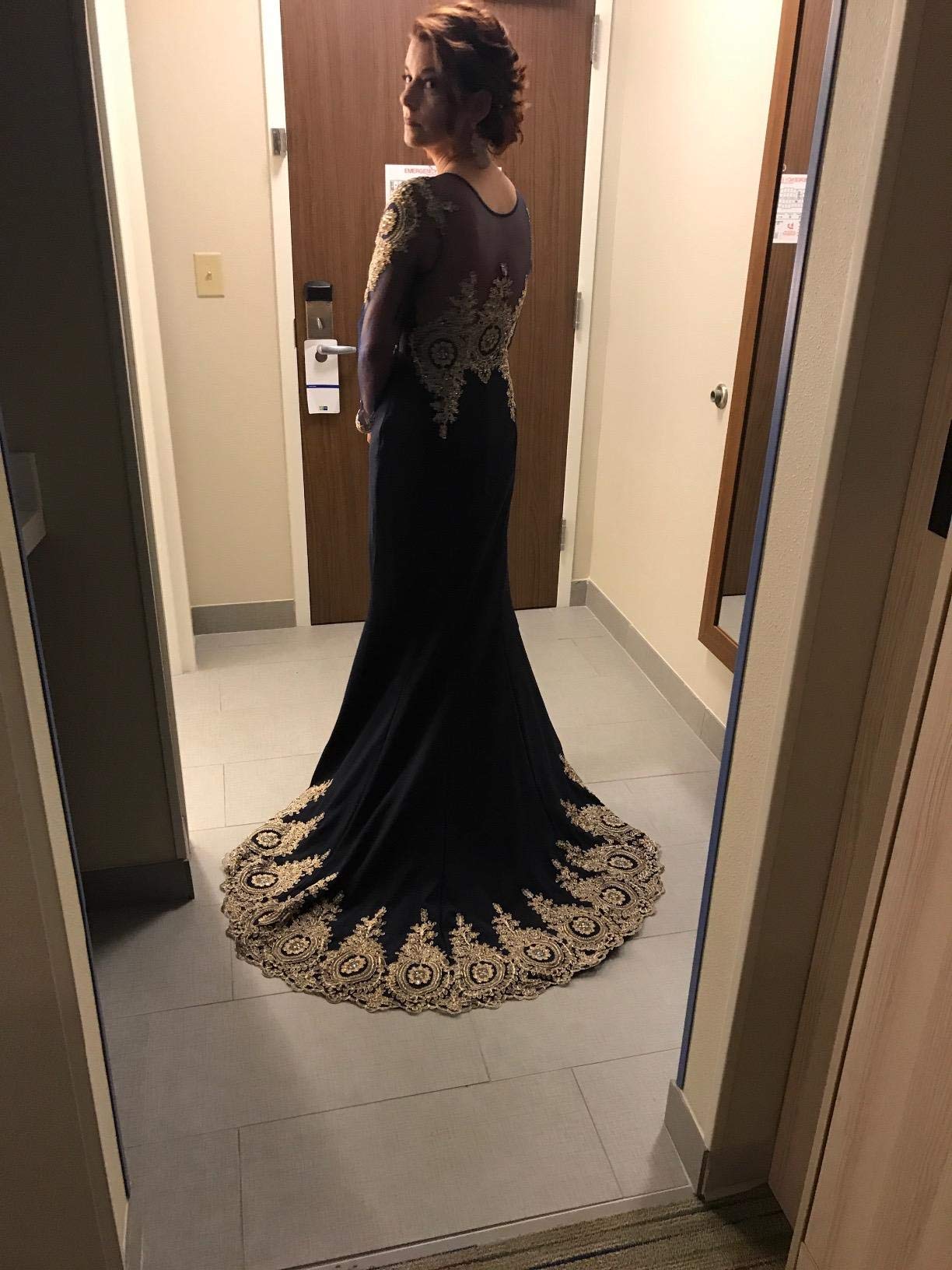 Elegant MisShow Crystal Beaded Lace Mermaid Evening Dress for Women - Formal Prom Gown for Special Occasions, Weddings & Black Tie Events