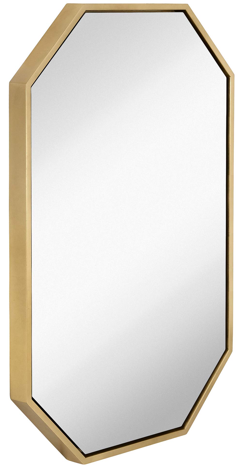 24x36 Inch Octagon Gold Framed Wall Mirror - Premium Large Wooden Bathroom & Living Room Mirror - Floating Vanity Mirror with Hanging Hardware - Elegant Octagonal Wall Decor for Bedroom, Entryway & Dressing Area