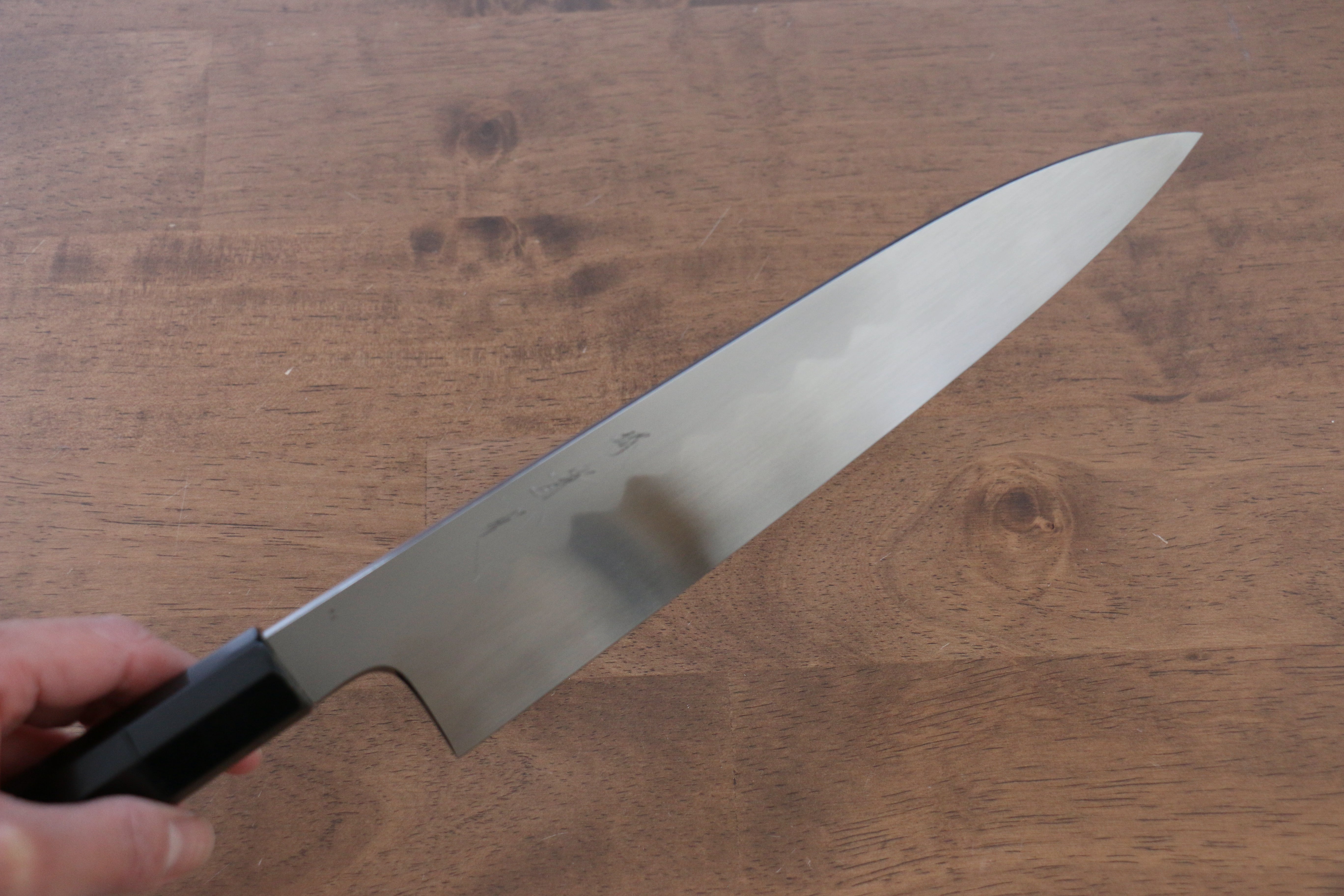Premium Jikko Honyaki White Steel No.3 Kasumitogi Gyuto 210mm Chef Knife with Ebony Wood Handle - Perfect for Sushi, Meat Slicing & Professional Japanese Cuisine