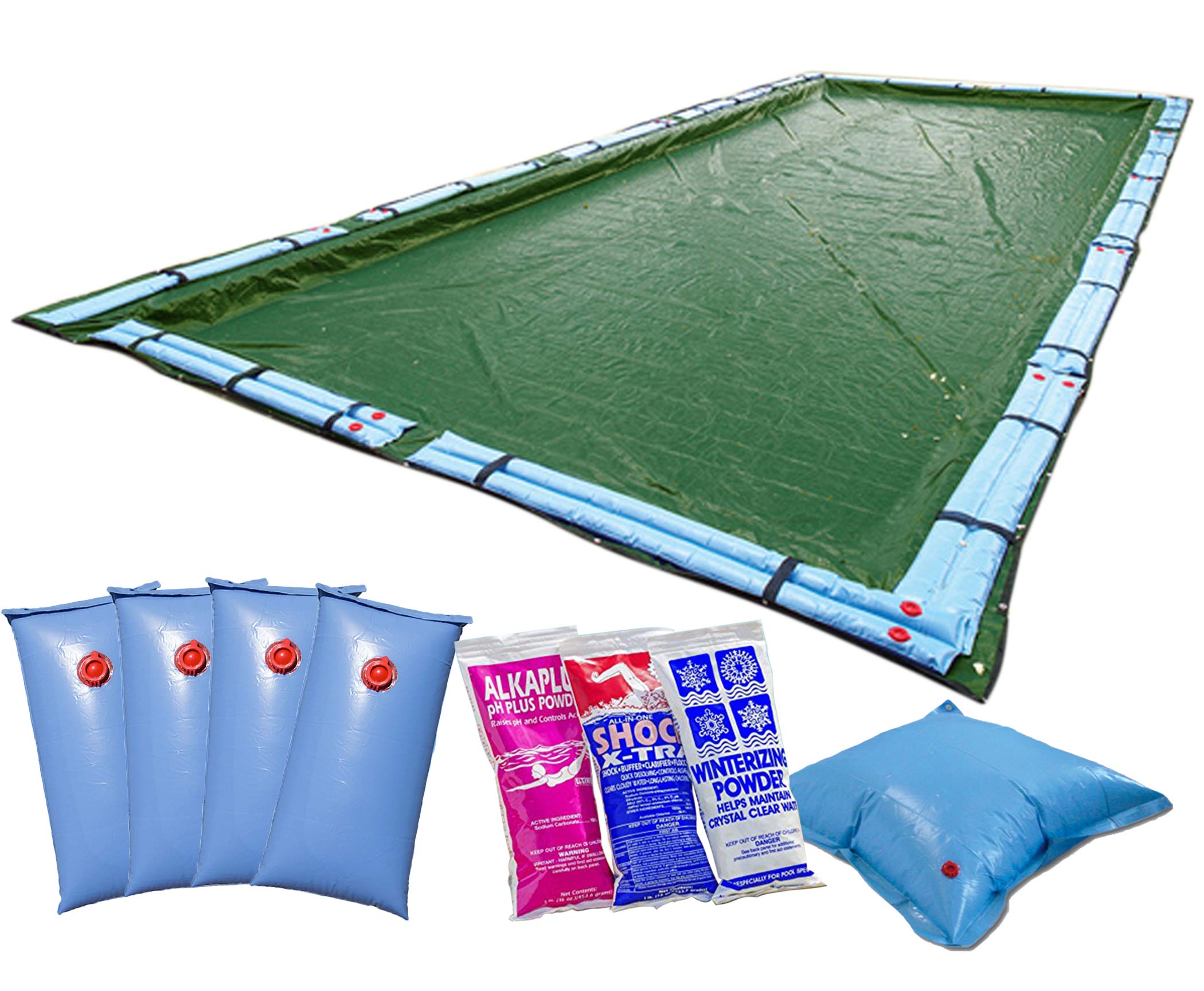 Buffalo Blizzard Ripstopper Green Winter Pool Cover for 12x20 ft Rectangle In-Ground & Above Ground Pools | Heavy Duty 5-Foot Overlap | Includes Winter Closing Kit | Protection from Snow, Ice & Debris | Perfect for Winterizing & Seasonal Pool Maintenance