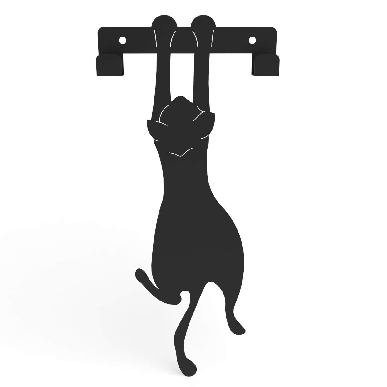 Wall Mounted Cat Shaped Key Holder & Coat Rack - Minimalist Modern Hanger for Keys, Hats & Jackets - Perfect for Entryway, Bedroom or Office Organization
