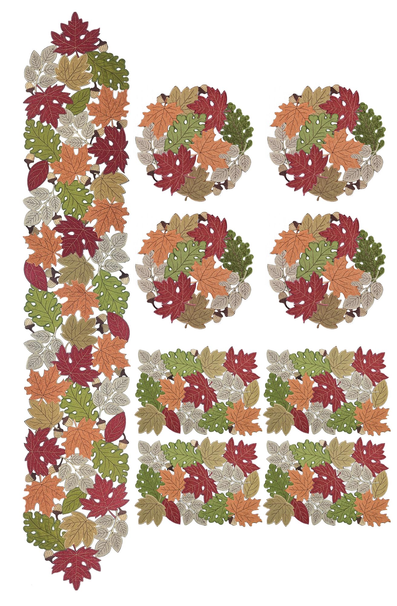 KEVA Fall Placemats Set of 4 - 13x19 Inch Autumn Table Mats with Maple Leaf Embroidery | Thanksgiving & Harvest Decor for Dining Table | Perfect for Seasonal Home Kitchen Decor & Holiday Gatherings