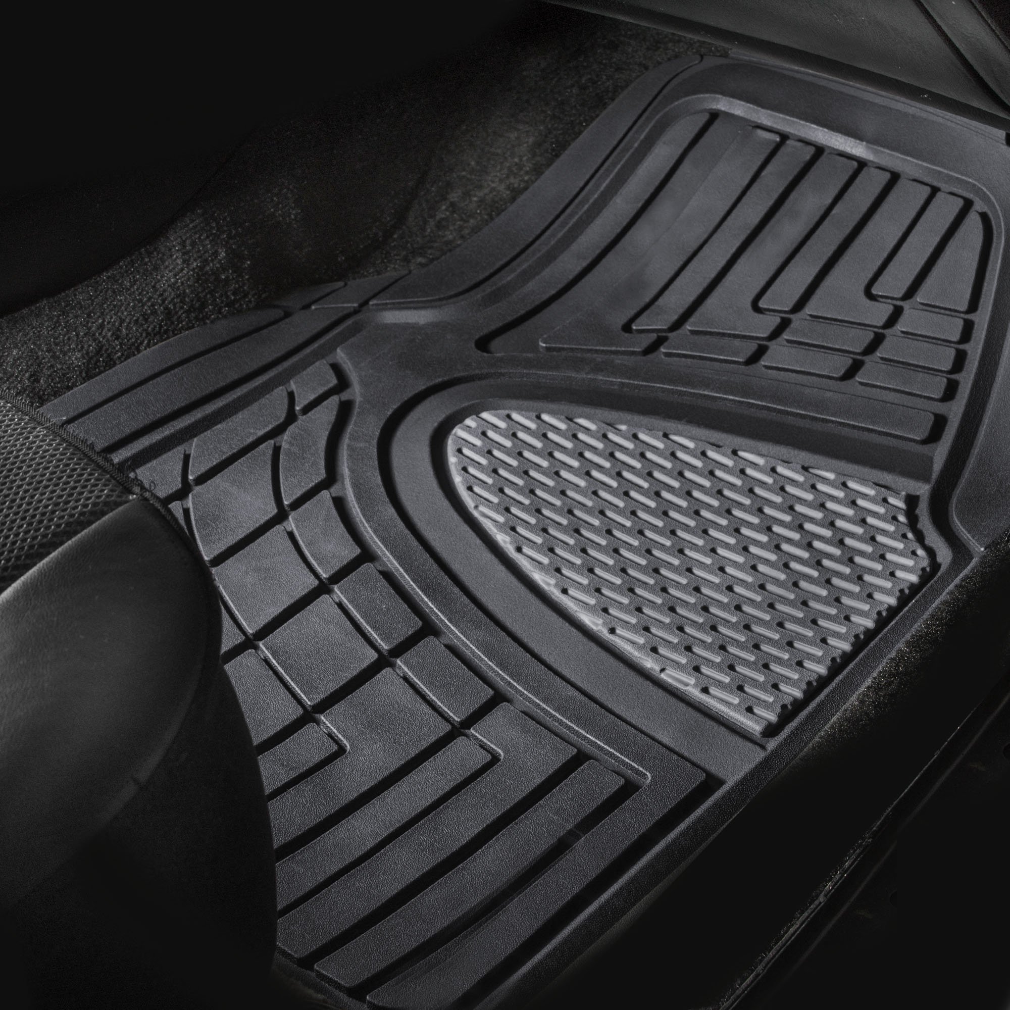 TLH Neoprene Gray Car Seat Covers Full Set - Airbag Compatible, Universal Fit with Tall Channel & Trimmable Rubber Floor Mats - Waterproof Automotive Seat Covers for Cars, Trucks, SUVs - Perfect for Road Trips, Daily Commutes & Outdoor Adventures
