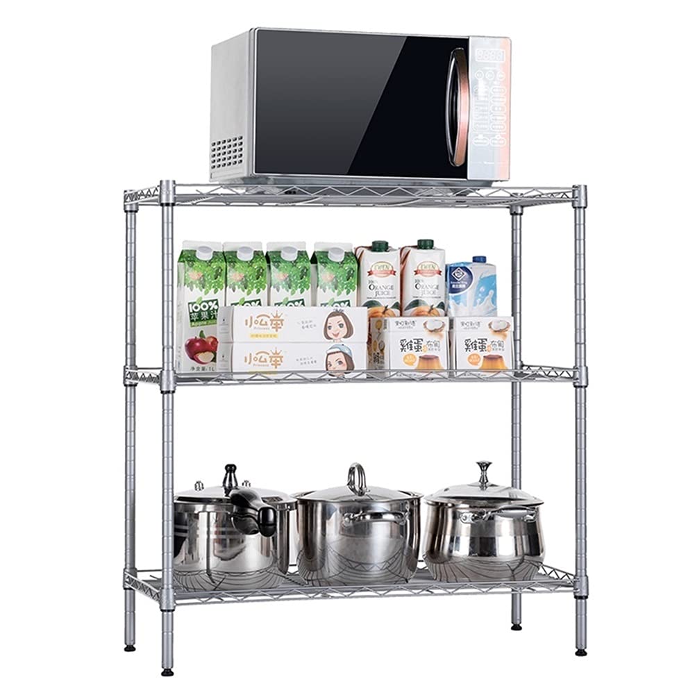 Heavy Duty 3-Tier Metal Storage Shelves - Adjustable Wire Rack for Kitchen, Garage & Home Organization | Durable Shelf Unit for Pantry, Laundry Room & Workshop Storage