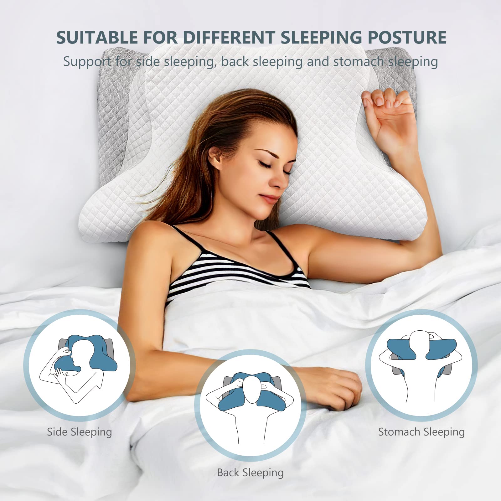 ZAMAT Adjustable Cervical Memory Foam Pillow for Neck Pain Relief - Orthopedic Bed Pillow for Side, Back & Stomach Sleepers - Ergonomic Support for Better Sleep & Posture - Perfect for Home, Travel & Office Use