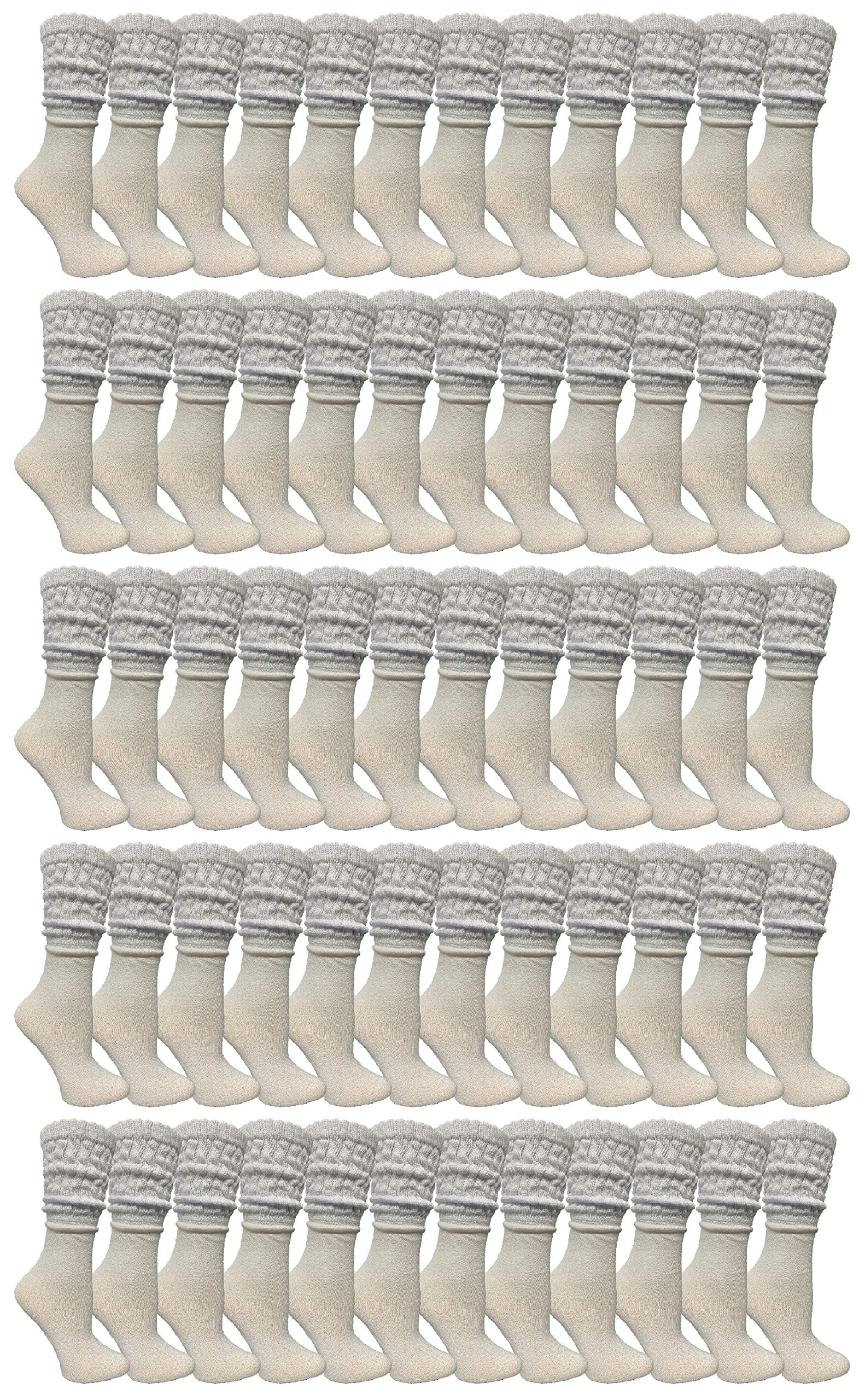 Yacht & Smith 60 Pack Women's Cotton Slouch Socks - Soft Knee High Boot Socks for Women | Comfortable & Breathable | Perfect for Boots, Shoes & Casual Wear