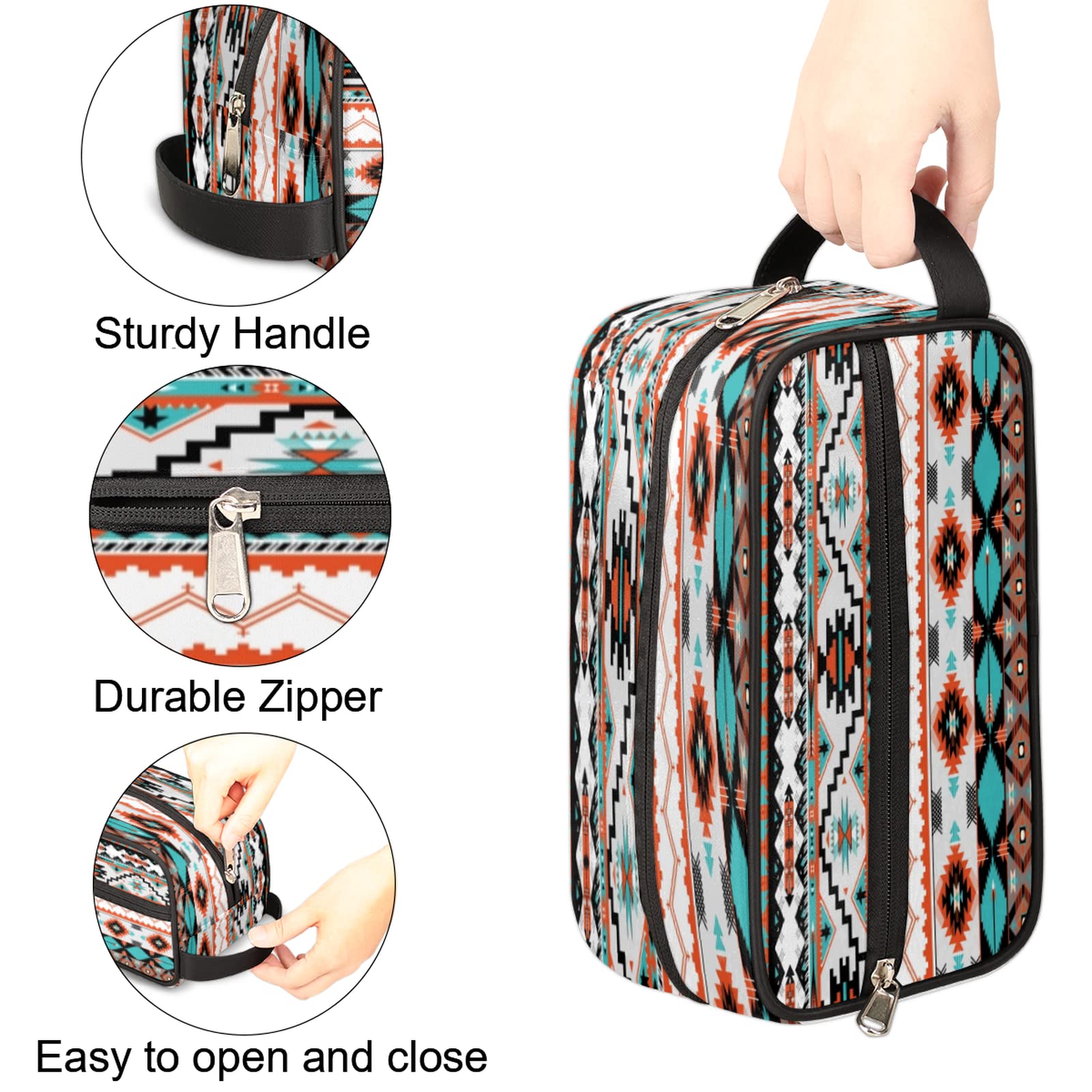 Pardick Aztec Geometric Travel Toiletry Bag for Women & Men - Waterproof Cosmetic Makeup Organizer, Large Capacity Dopp Kit for Toiletries & Shaving Accessories - Perfect for Travel, Gym, Camping & Daily Use