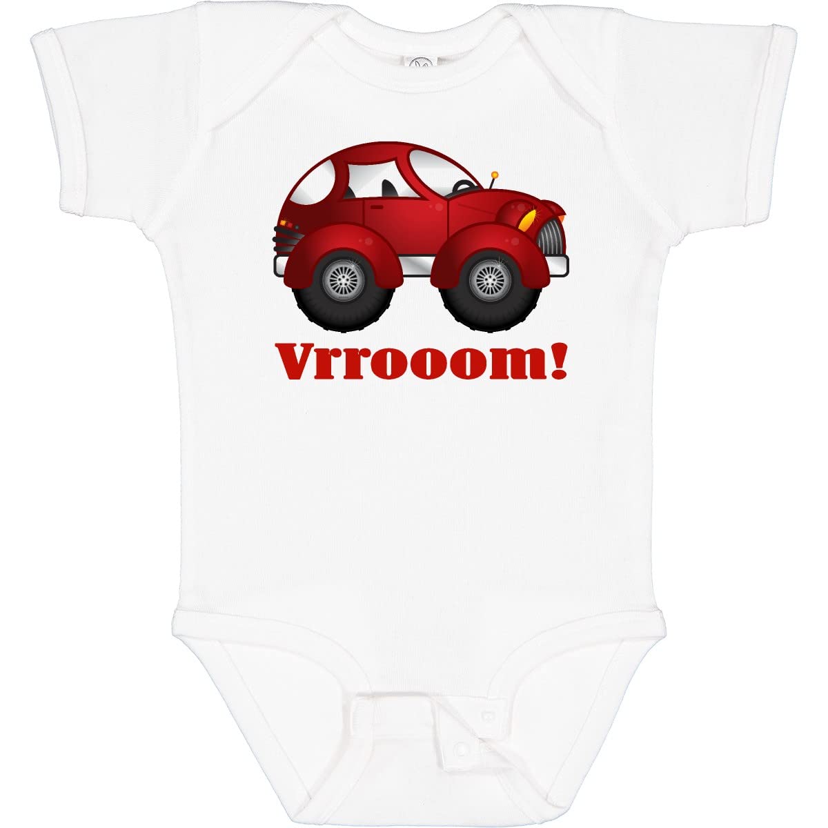 Inktastic Red Vroom Racer Car Baby Bodysuit - Cute Infant Onesie for Boys & Girls - Perfect for Racing Themed Parties, Photo Shoots & Everyday Wear