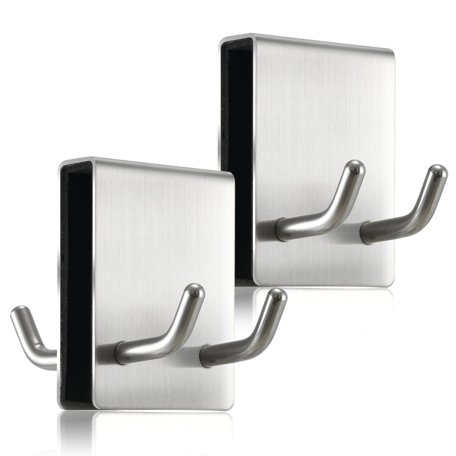 Stainless Steel Double-Sided Shower Towel Hooks - Non-Slip Bathroom Hanger for Frameless Glass Doors, Perfect for Hanging Robes, Loofahs & Towels - Ideal for Spa, Gym & Home Shower Organization