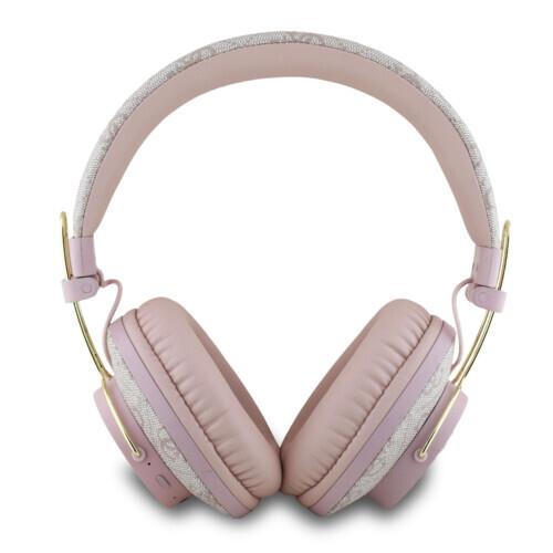 Guess 4G Big Metal Logo Bluetooth On-Ear Headphones with ENC Noise Cancellation - Pink (GUBHS72P4FC4MP) | Wireless Headset for Work, Travel & Music Listening
