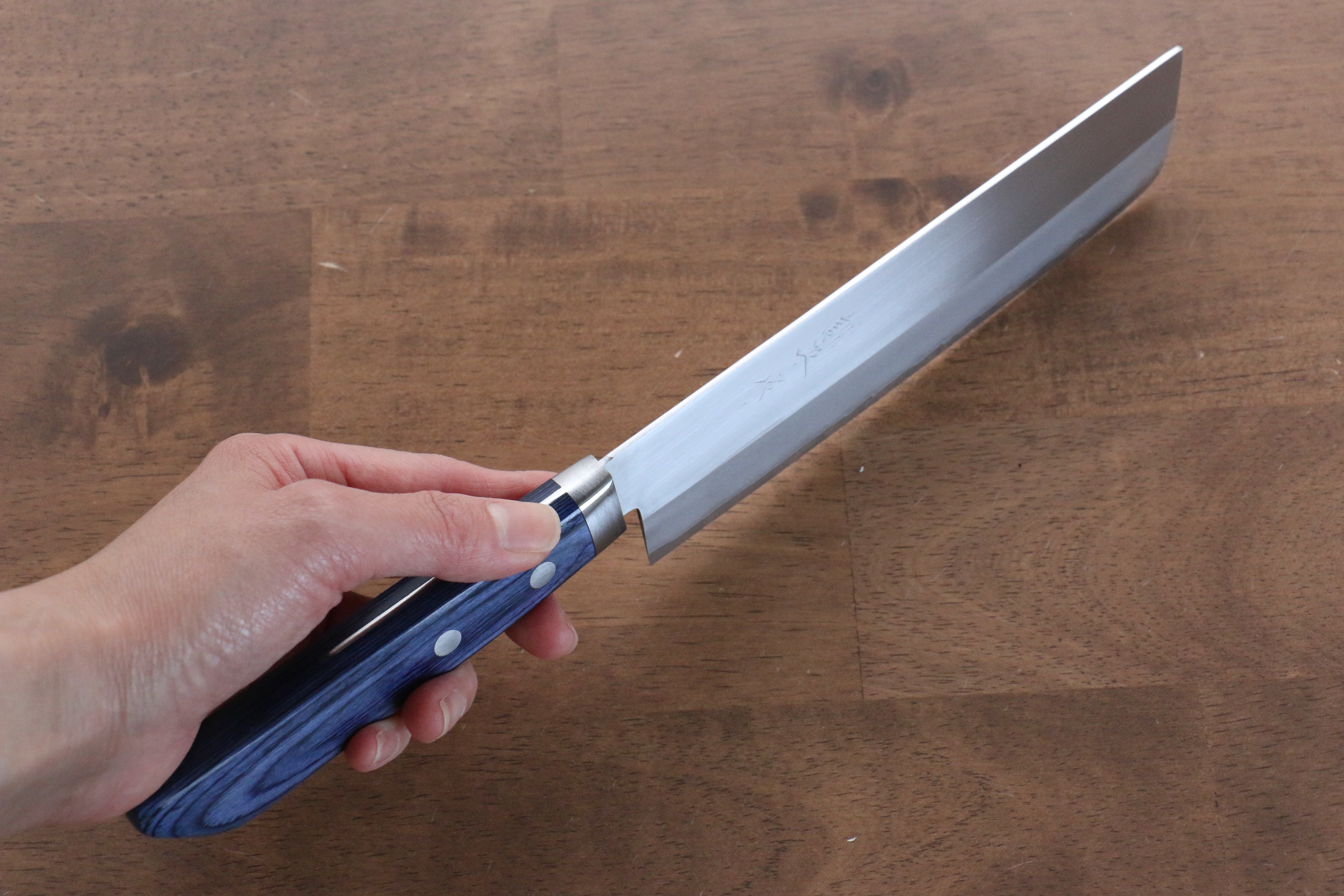 Premium Kunihira VG1 Migaki Finished Usuba Knife 165mm - Japanese Blue Pakka Wood Handle - Ideal for Sushi, Vegetables & Precision Cutting