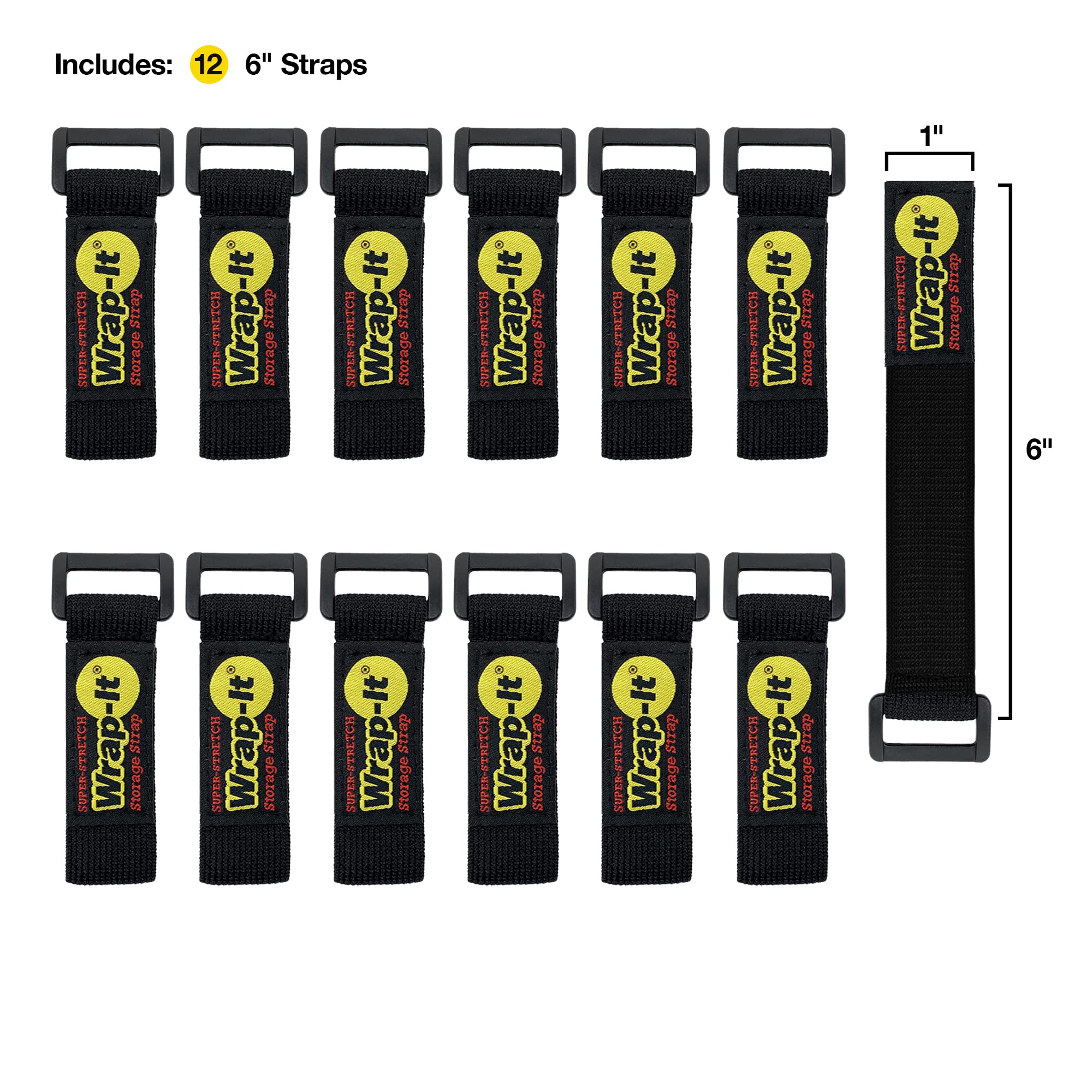 Super-Stretch Storage Straps 12-Pack - Organize Cords, Hoses & Tools