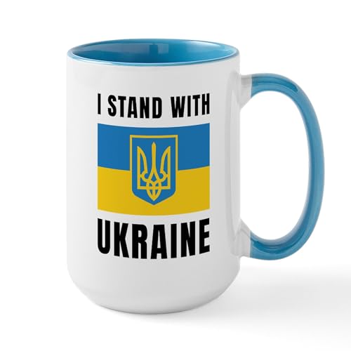 White/Blue Inside - I Stand With Ukraine Large Mug