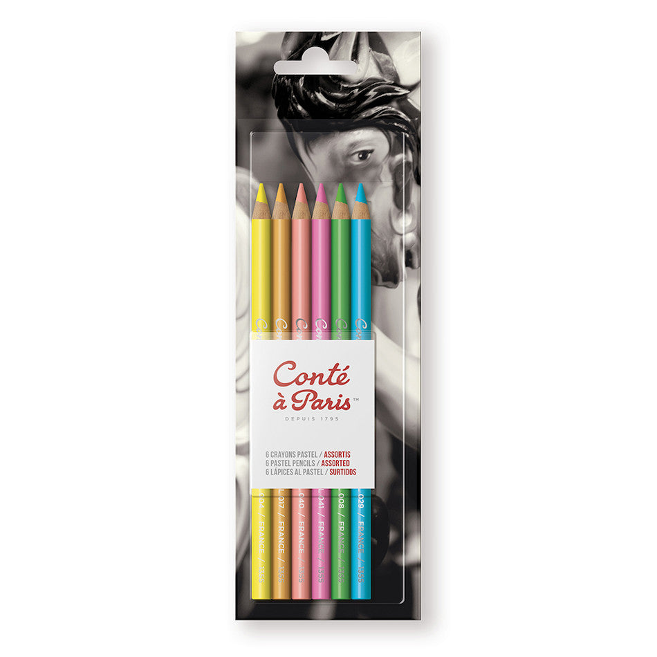 Conte a Paris Pastel Pencils Set - 6 Vibrant Colors for Artists & Sketching | Perfect for Drawing, Blending & Professional Artwork