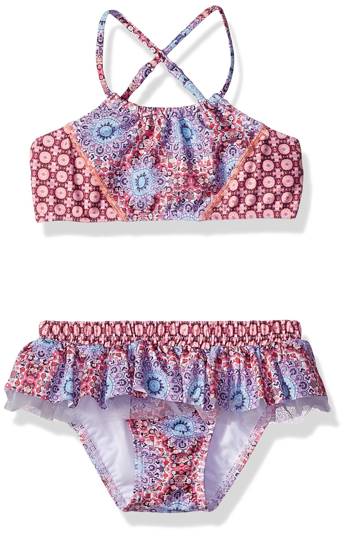 Seafolly Girls' High Neck Tankini Swimsuit with Criss Cross Back - UPF 50+ Sun Protection Swimwear for Kids, Perfect for Beach, Pool & Summer Vacation
