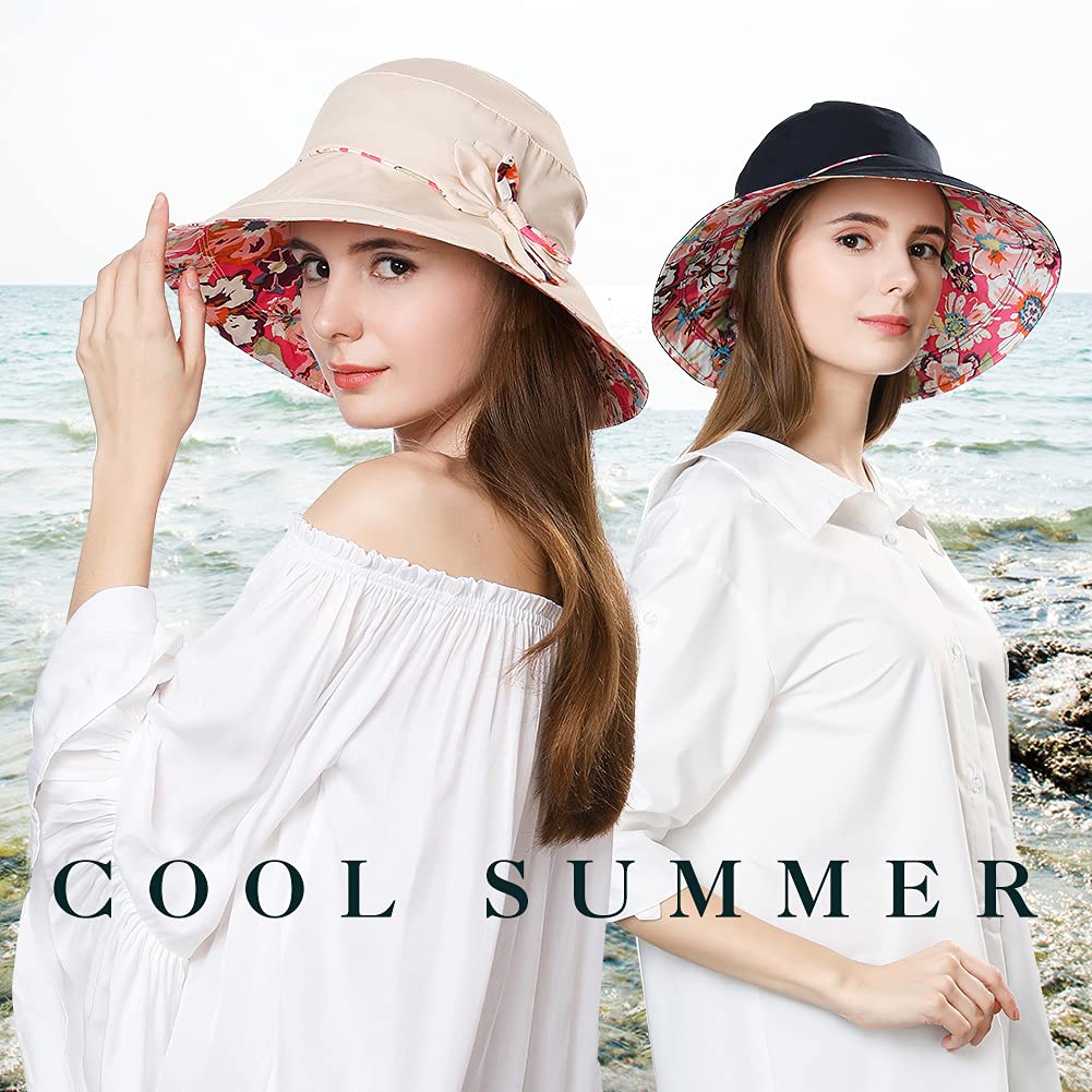 UPF 50+ Women's Sun Hat with Wide Brim & Neck Flap - Breathable Cotton Summer Hat for Gardening, Safari, Beach & Outdoor Activities - Adjustable & Packable Travel Hat for Women