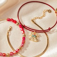 Festive Holiday Bells Charm Bangle Bracelet for Women - Red Christmas Jewelry Gift for Parties & Celebrations