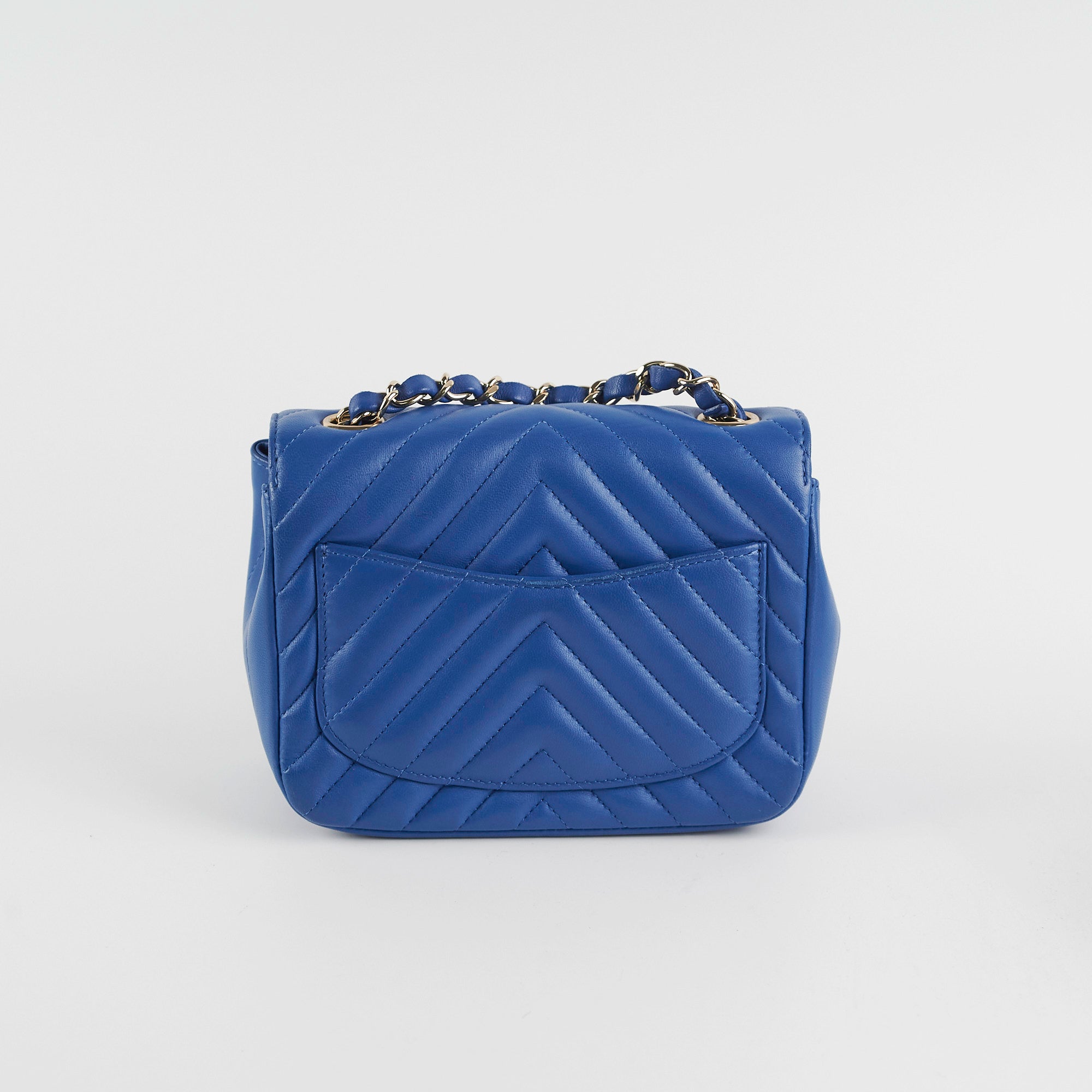 Chanel Chevron Square Mini Blue Leather Crossbody Bag - Luxury Designer Handbag for Women | Perfect for Parties, Dates & Everyday Use