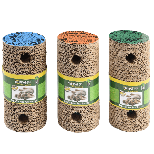 Multipet Scratch and Play Roller Cat Toy with Catnip - Interactive Cat Toy for Indoor Play, Exercise & Stress Relief - Perfect for Kittens & Adult Cats
