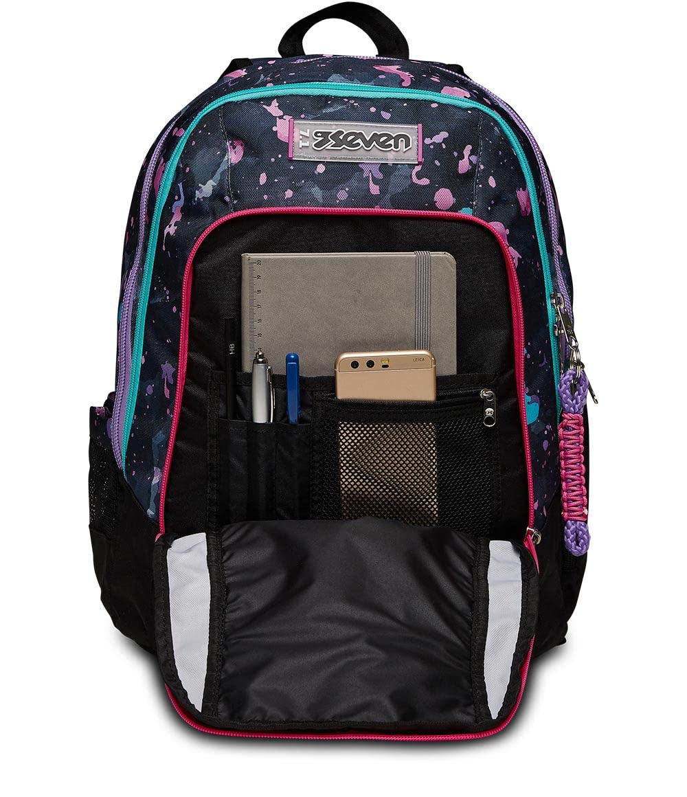 Seven School Backpack - Double Compartment Laptop & Bottle Pocket - Unisex Kids & Teens for School & Travel