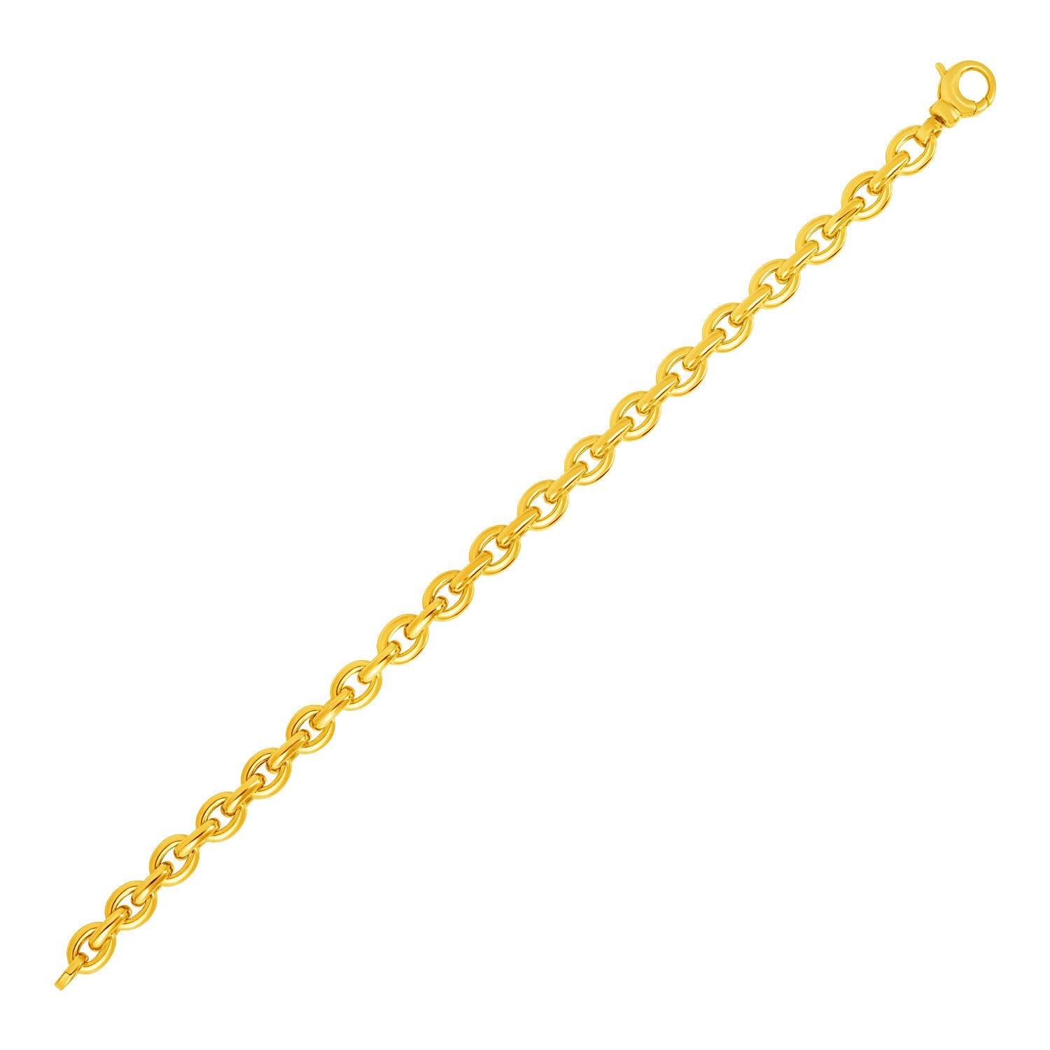 14K Yellow Gold Polished Oval Link Bracelet for Women - Elegant Dainty Chain Jewelry Gift for Birthday, Anniversary & Special Occasions