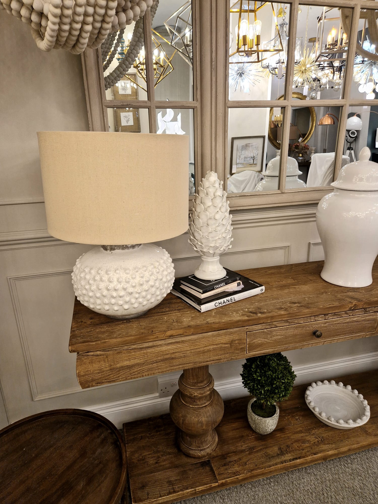 April Bobble Table Lamp with Cream Shade - Modern Nightstand Lighting for Bedroom, Living Room & Office Decor