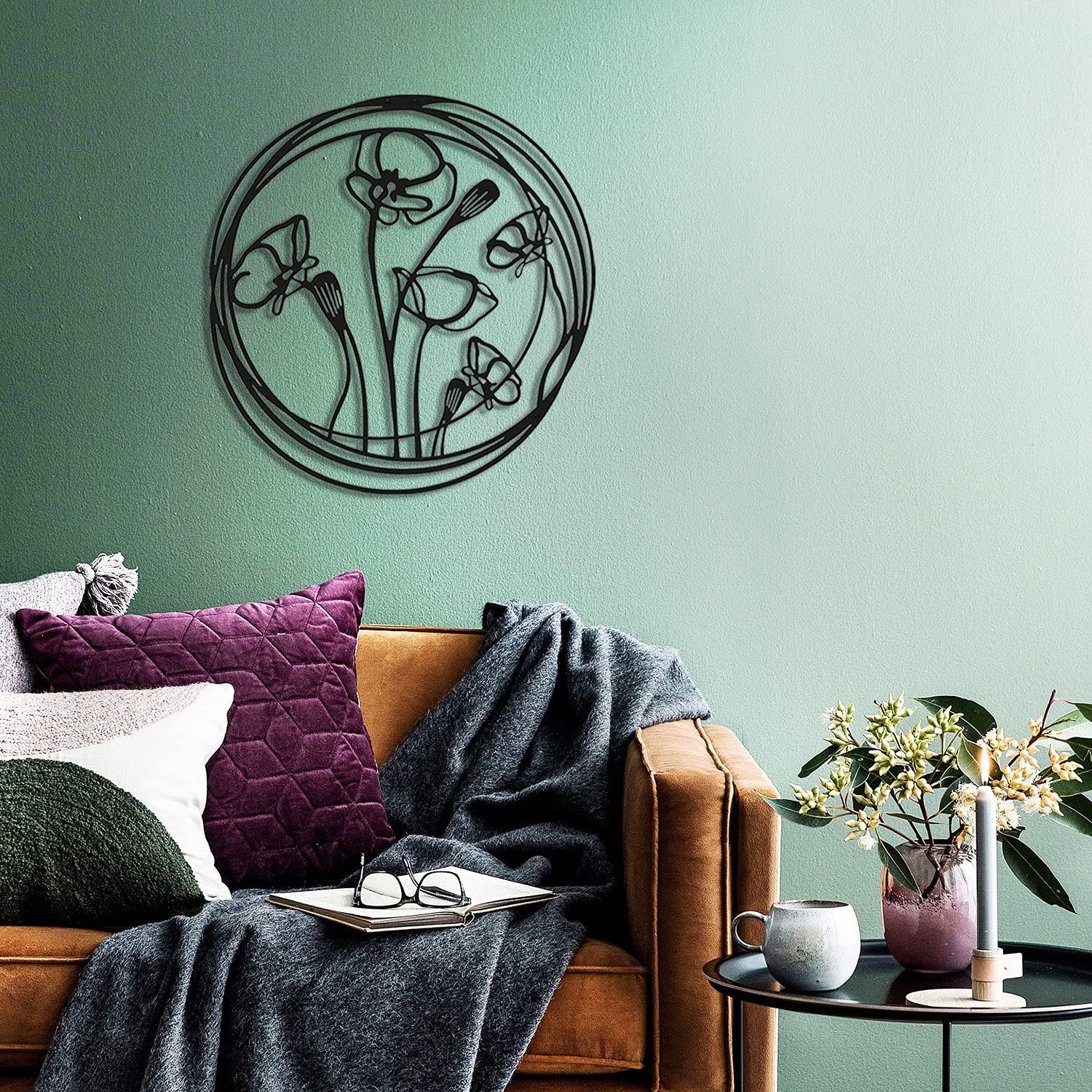 LaModaHome - Poppy Copper Metal Wall Art Decor for Living Room, Bedroom, Kitchen & Bathroom | Indoor & Outdoor Wall Hanging | Perfect for Home, Office & Garden Decoration
