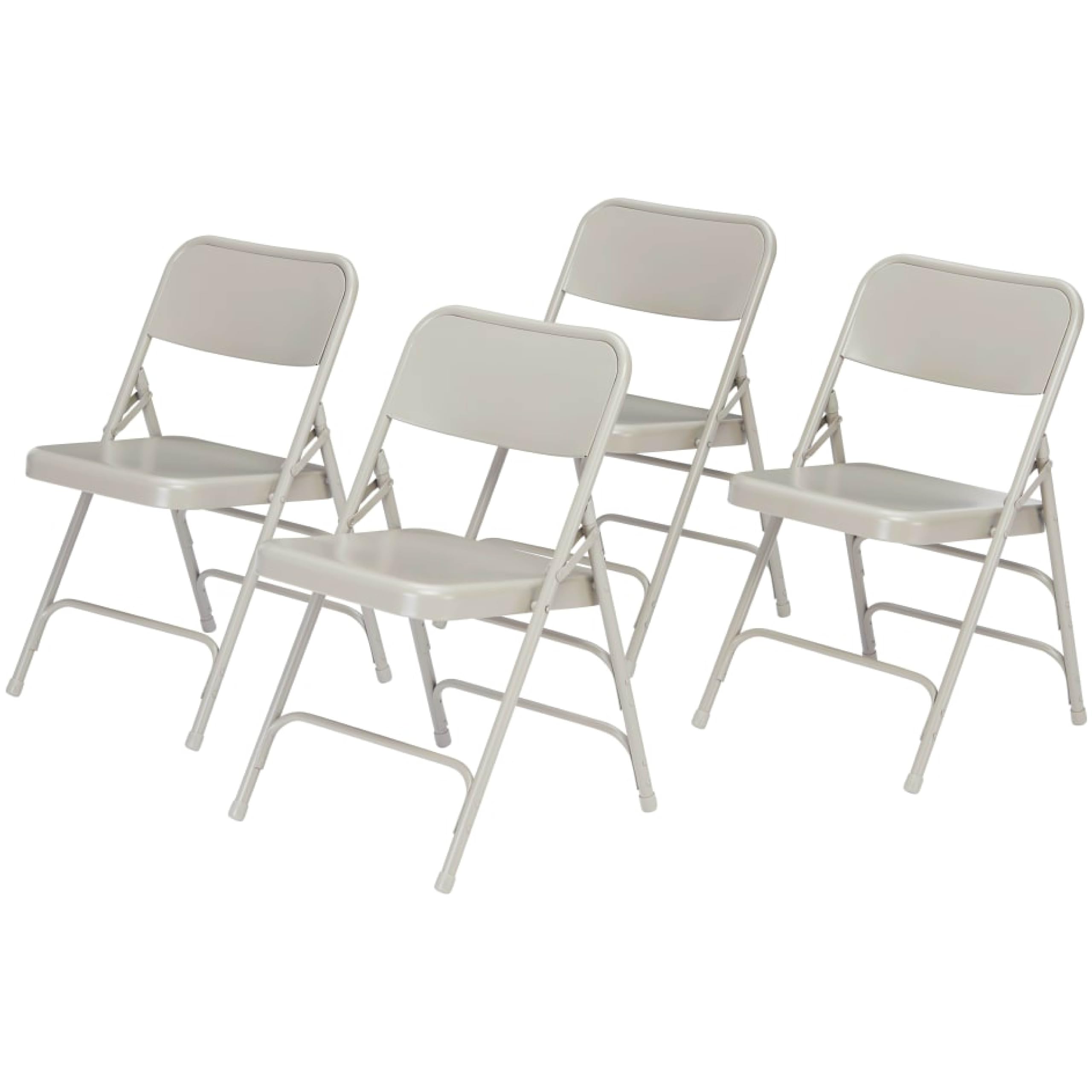 Premium Heavy-Duty Steel Folding Chairs Set of 4 - 300 Series Portable Foldable Chairs for Indoor & Outdoor Use - Durable Institutional-Grade Grey Chairs by National Public Seating - Perfect for Events, Parties, Camping & Home Use