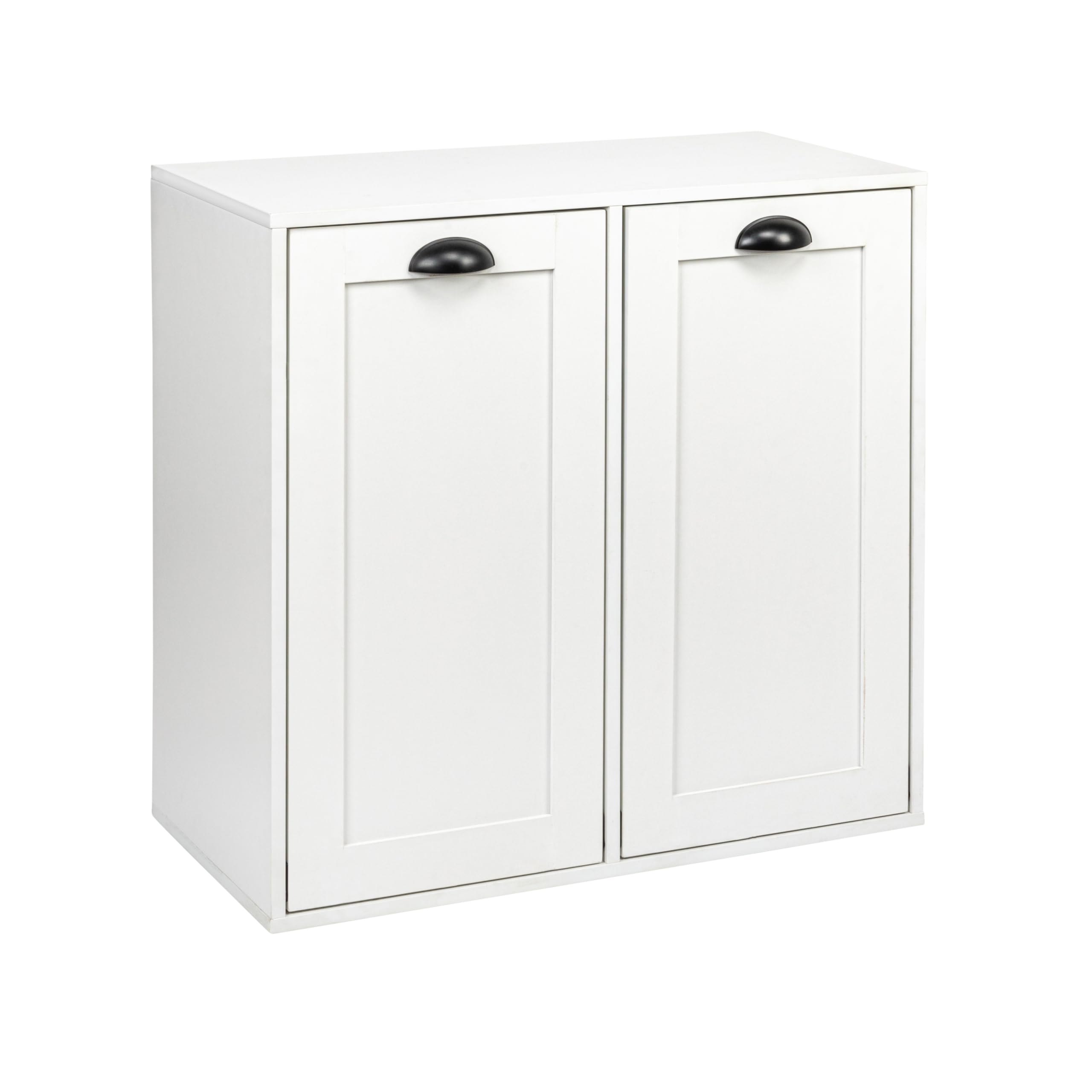 Scandinavian White Laundry Sorter Cabinet - 3-Bag Hamper with Wheels for Bedroom, Closet & Laundry Room Organization | Space-Saving Storage Solution for Towels, Clothes & Linens