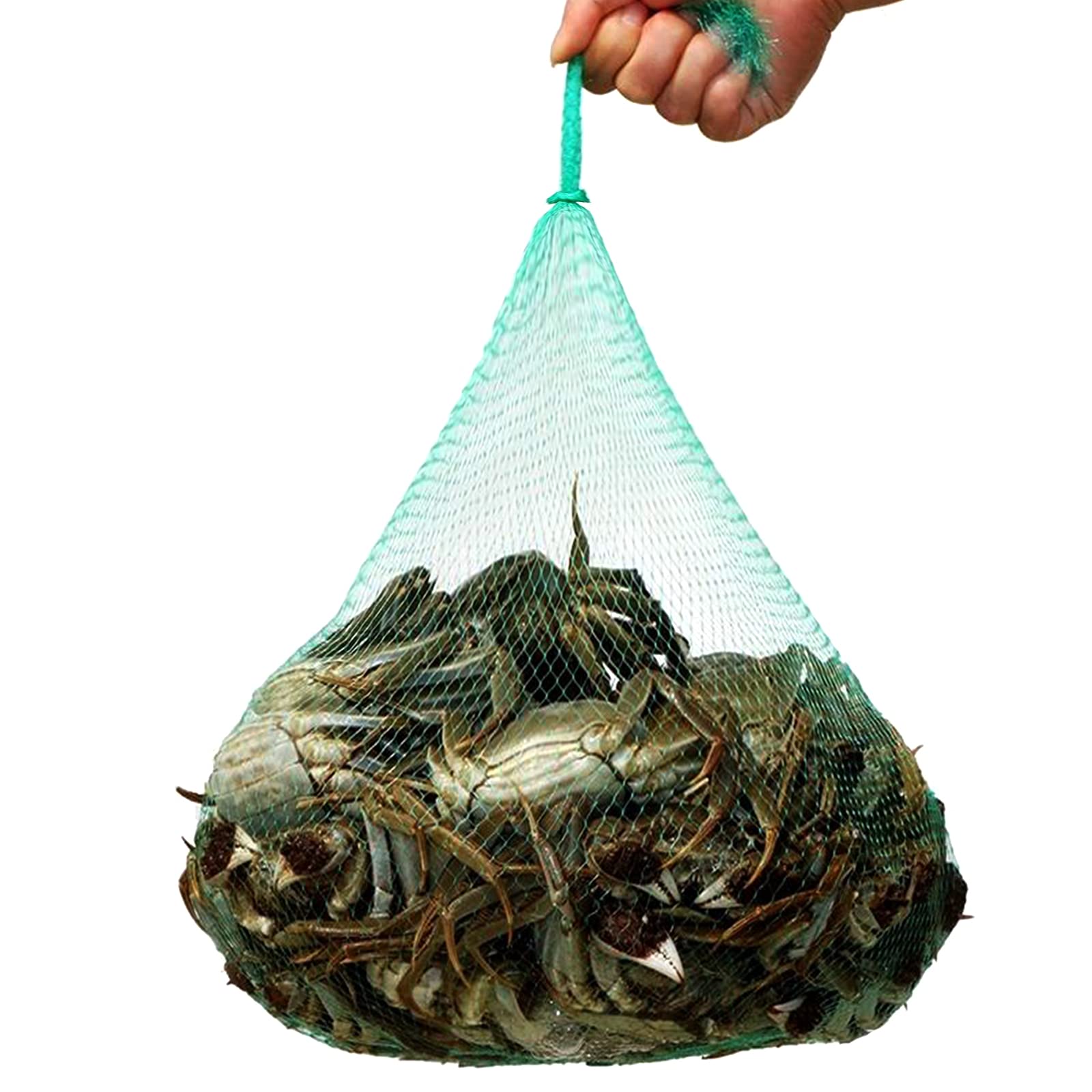 TEMUCY 24-Inch Plastic Mesh Produce Bags - 100PCS Green Seafood Boil Bags for Crawfish, Crab, Shellfish Cooking | Reusable Food Storage & Farmers Market Shopping Bags