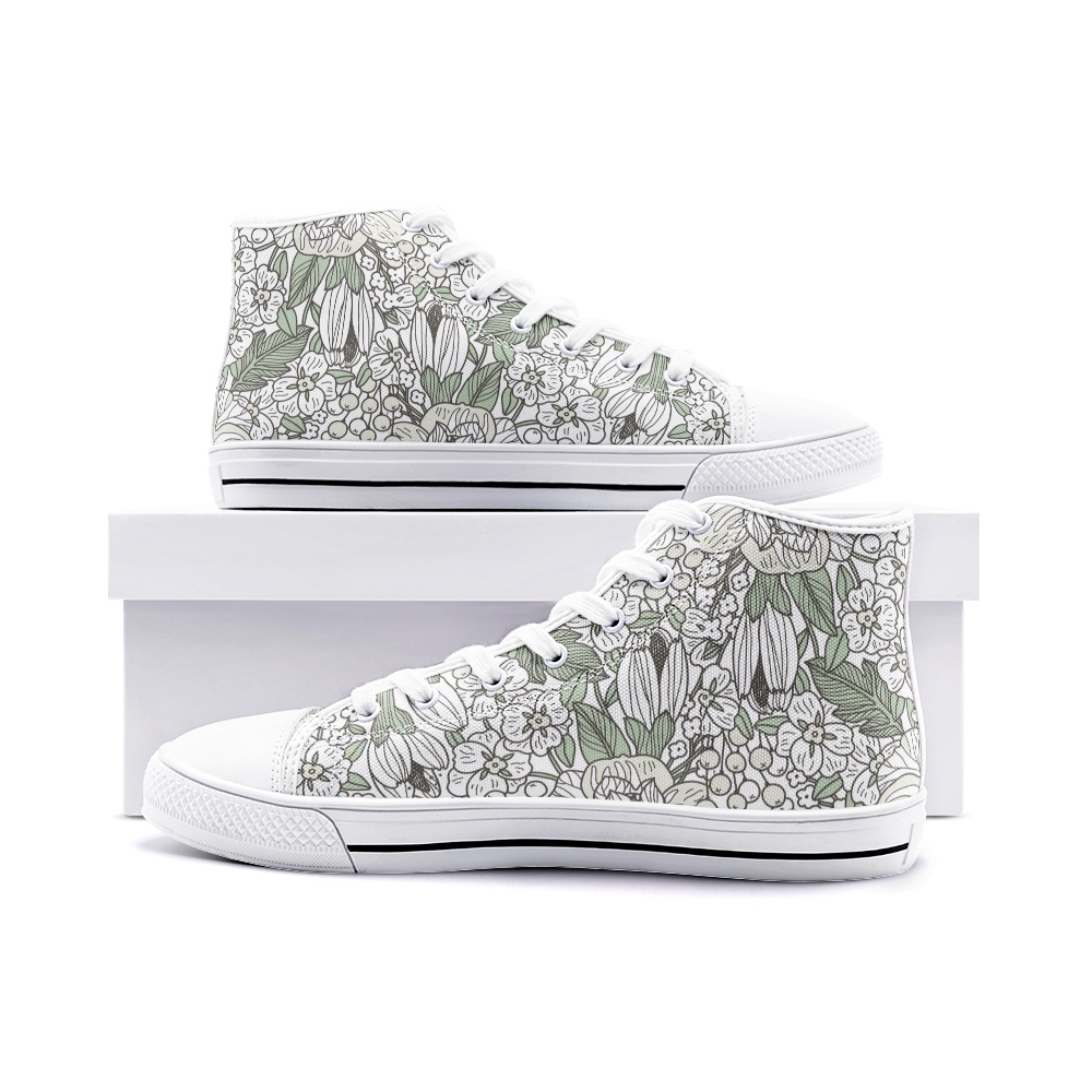 Stylish Unisex High Top Sneakers - Floral Canvas Shoes for Men & Women - Perfect for Casual Wear, Street Fashion & Everyday Comfort