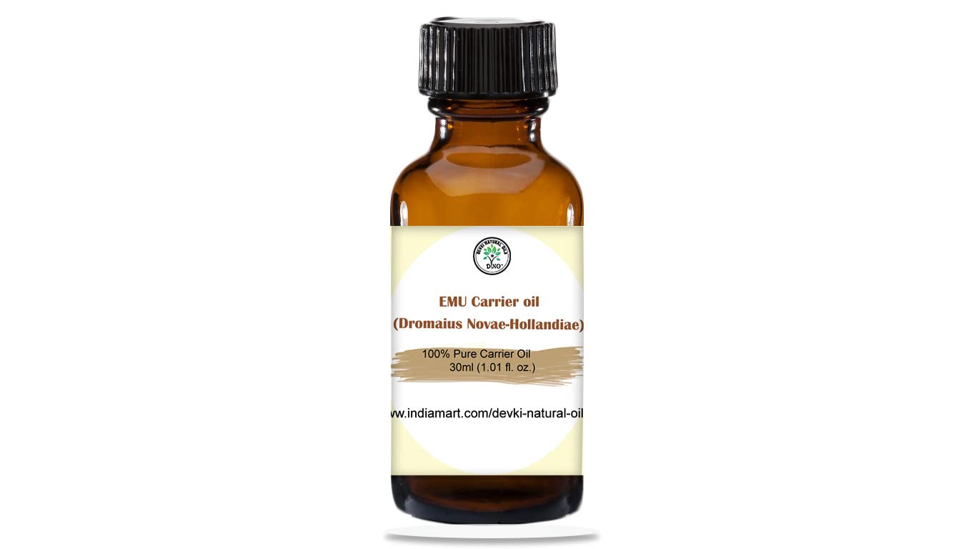 Pure & Undiluted DVNO Emu Carrier Oil for Skin Balancing, Moisturizing & Anti-Aging | Reduces Fine Lines & Wrinkles | 30ml | Perfect for Massage, Skincare & Hair Nourishment | Use for Daily Facial Care, Body Moisturizer & Aromatherapy