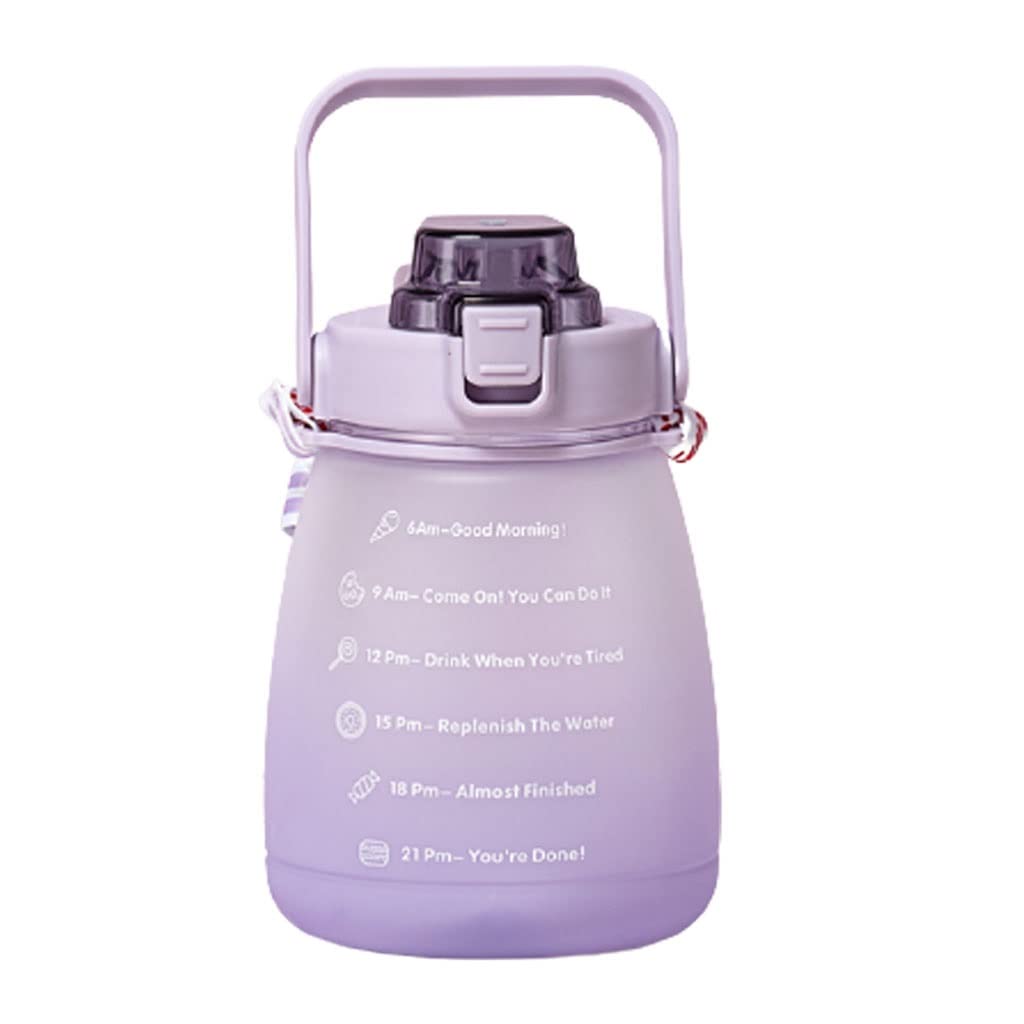 1400ml Cute Purple Water Bottle with Straw & Strap - Leakproof Sports Water Bottle for Women, Gym, Running, Yoga & Outdoor Activities - BPA Free Fitness Jug for Hydration On The Go