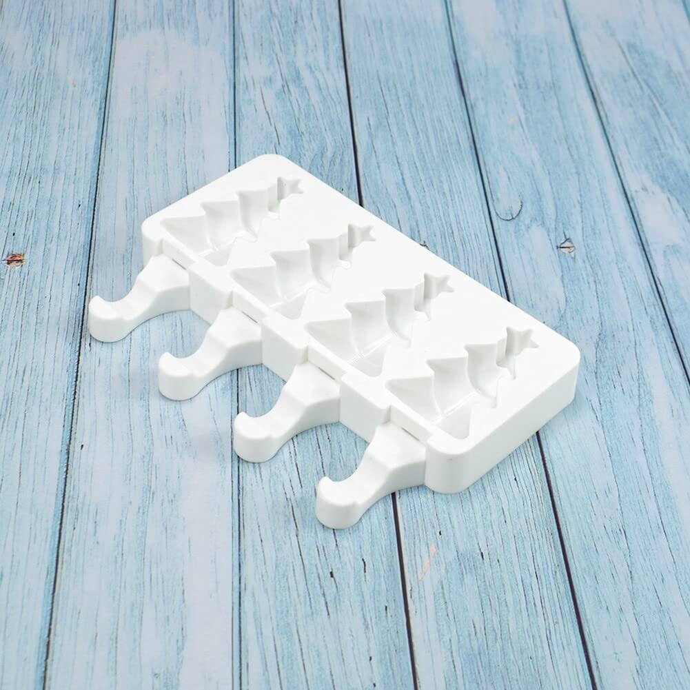Christmas Tree Shaped Silicone Popsicle Molds - 4 Cavity Reusable Ice Pop Makers for Kids & Adults - Perfect for Homemade Ice Cream, Cake Pops, and DIY Frozen Treats - Great for Summer Parties, Holiday Desserts, and Family Fun