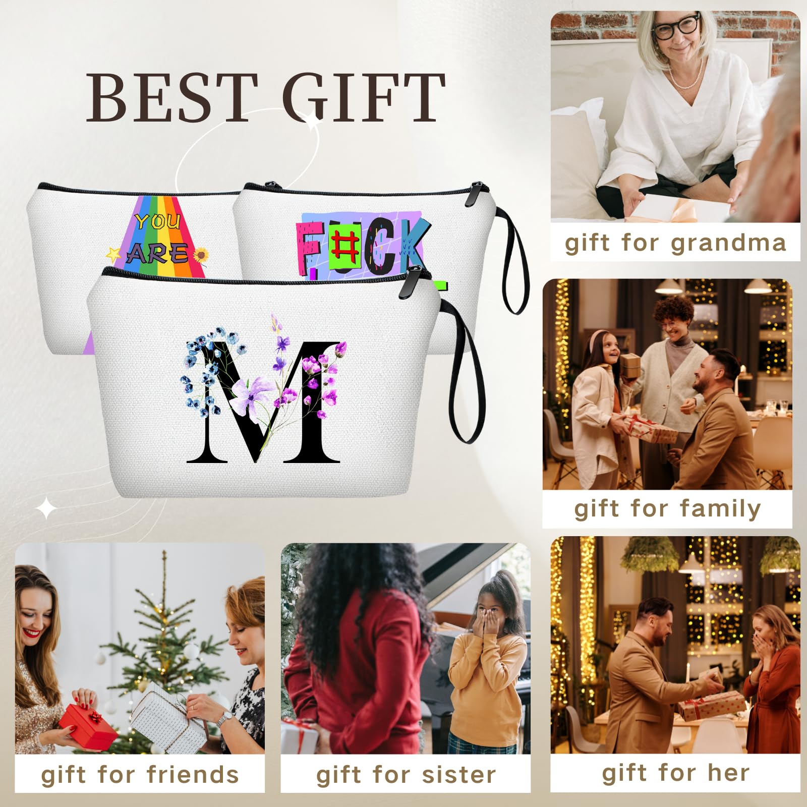 SEAMOON Personalized Makeup Cosmetic Bag with Mirror - Birthday Gift for Women, Mom, Bridesmaid, Teacher, Friend - Valentine's Day, Mother's Day, Christmas, Graduation Present - Perfect for Travel, Bridal Party, and Everyday Use