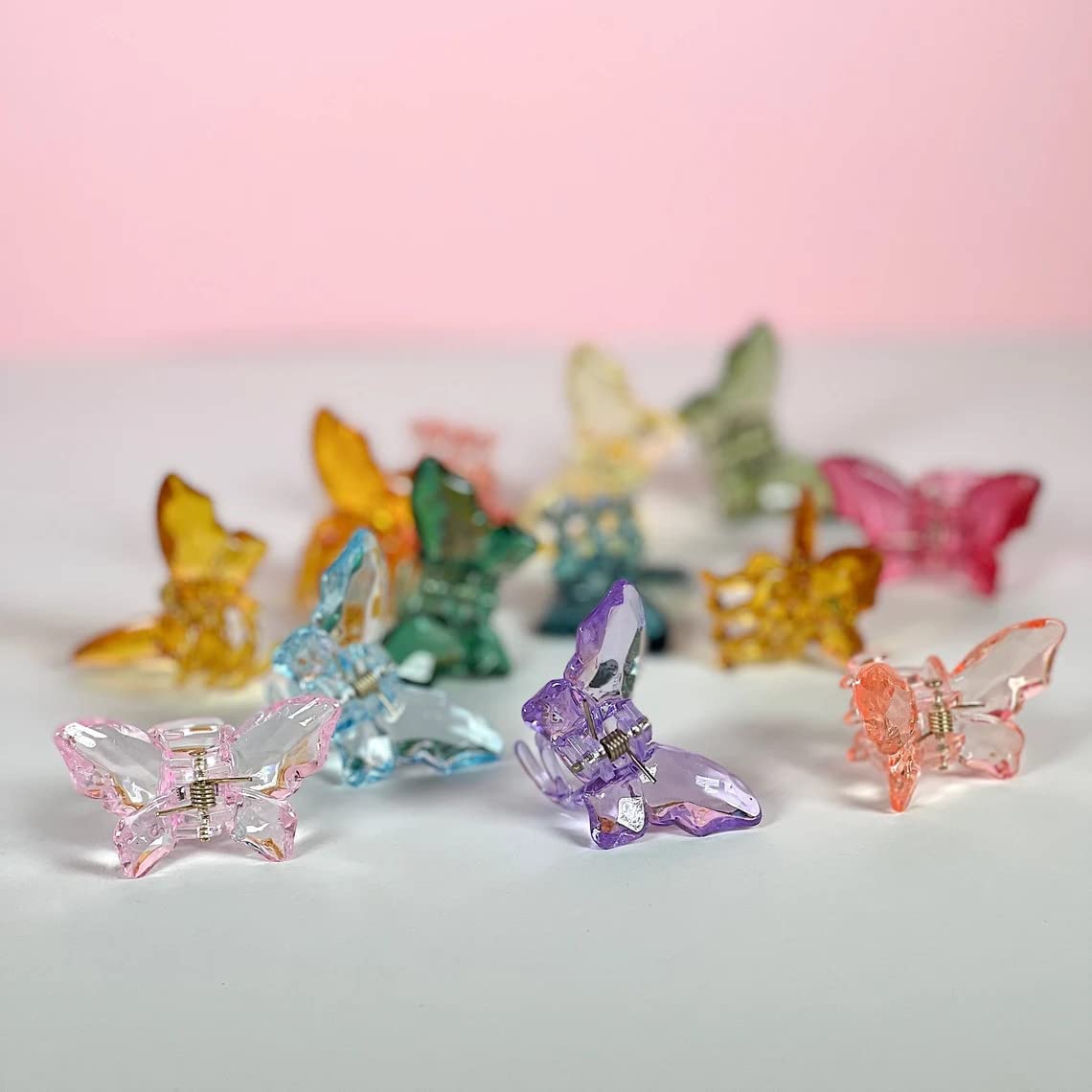 **Ayushicreationa Crystal Butterfly Hair Clips for Women & Girls - Transparent Mini Claw Clutcher Hair Accessories (Multicolor, Pack of 6) | Perfect for Weddings, Parties & Everyday Styling**