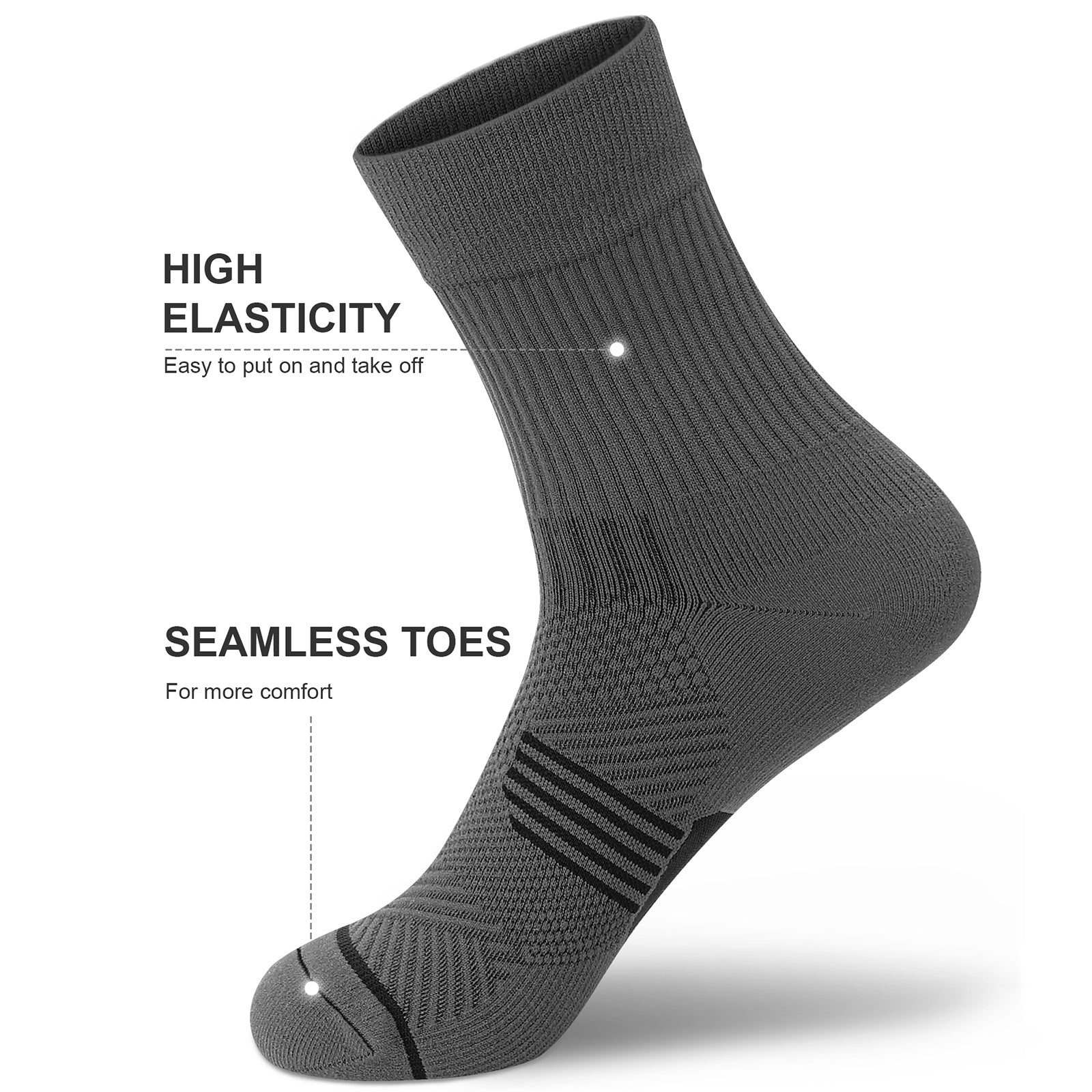 GECKOMAN x PAPLUS Compression Athletic Crew Socks for Men & Women - Moisture-Wicking Performance Socks for Running, Hiking & Sports - Best Workout Socks for Athletes