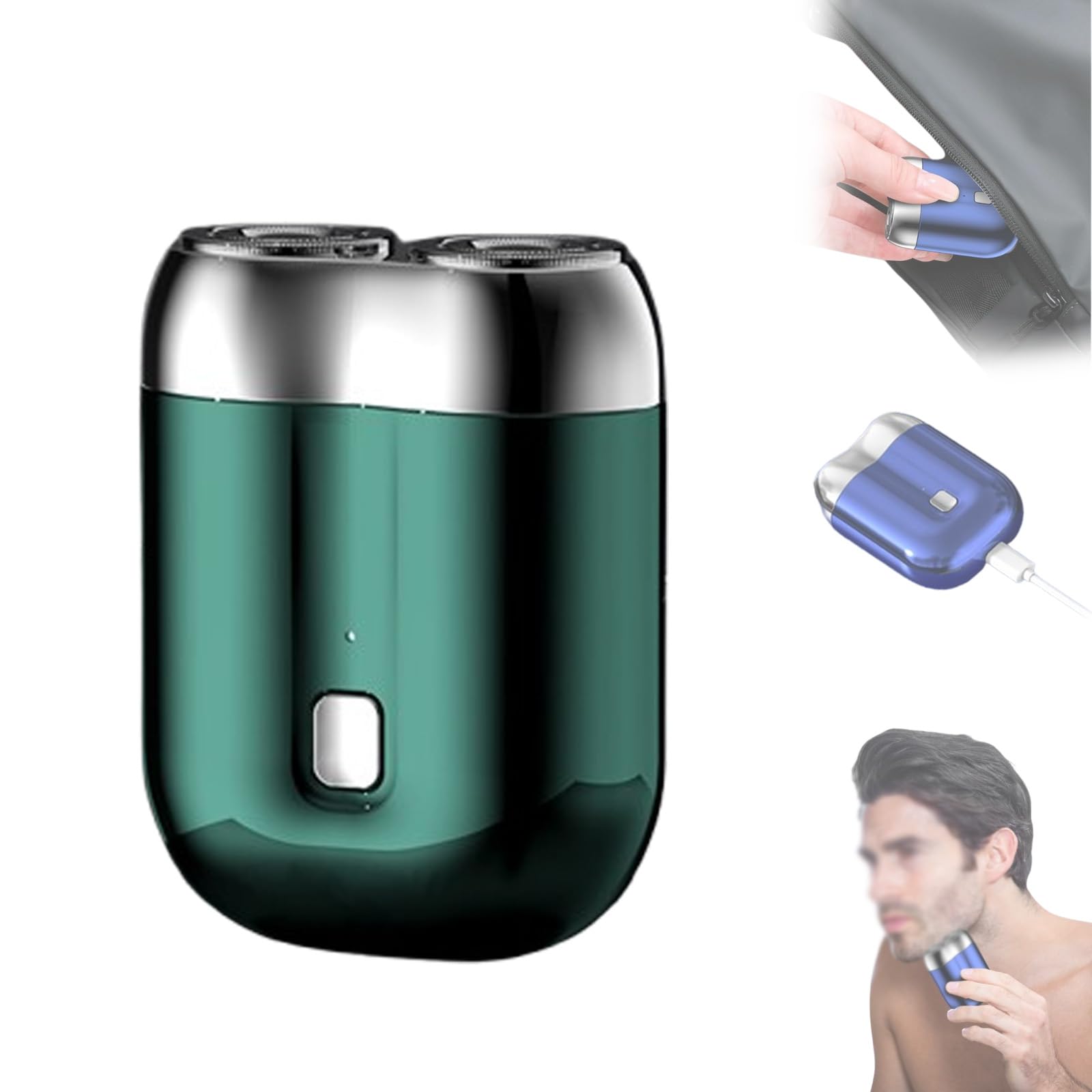 2025 New Mini Dual-Head Electric Shaver for Men - Portable, Rechargeable & Waterproof Compact Shaver - Travel & Gym Essential (Green)