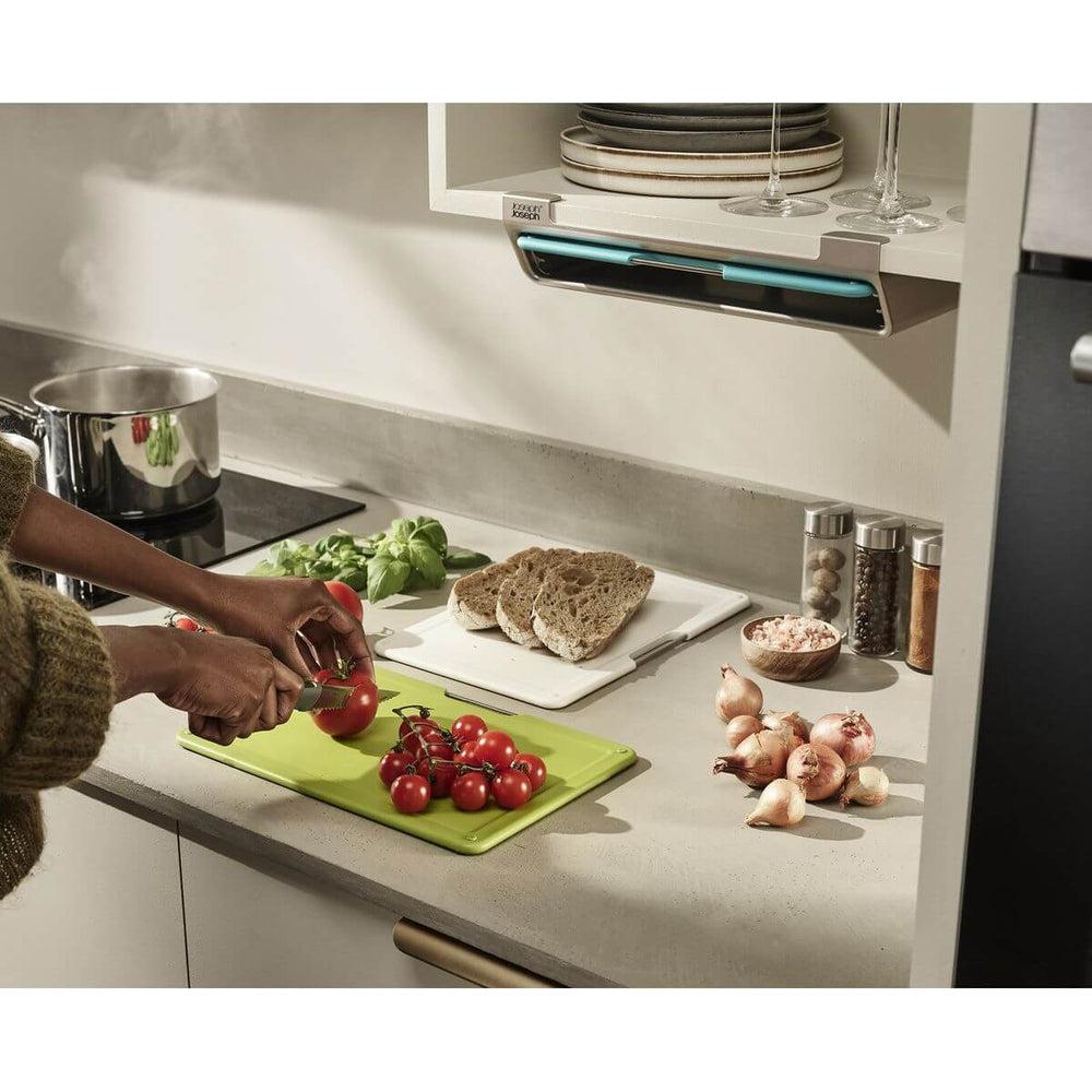 Joseph Joseph Folio Slim 3-Piece Under Shelf Cutting Board Set - Space-Saving Kitchen Organizer for Small Spaces, Perfect for Apartments & RVs