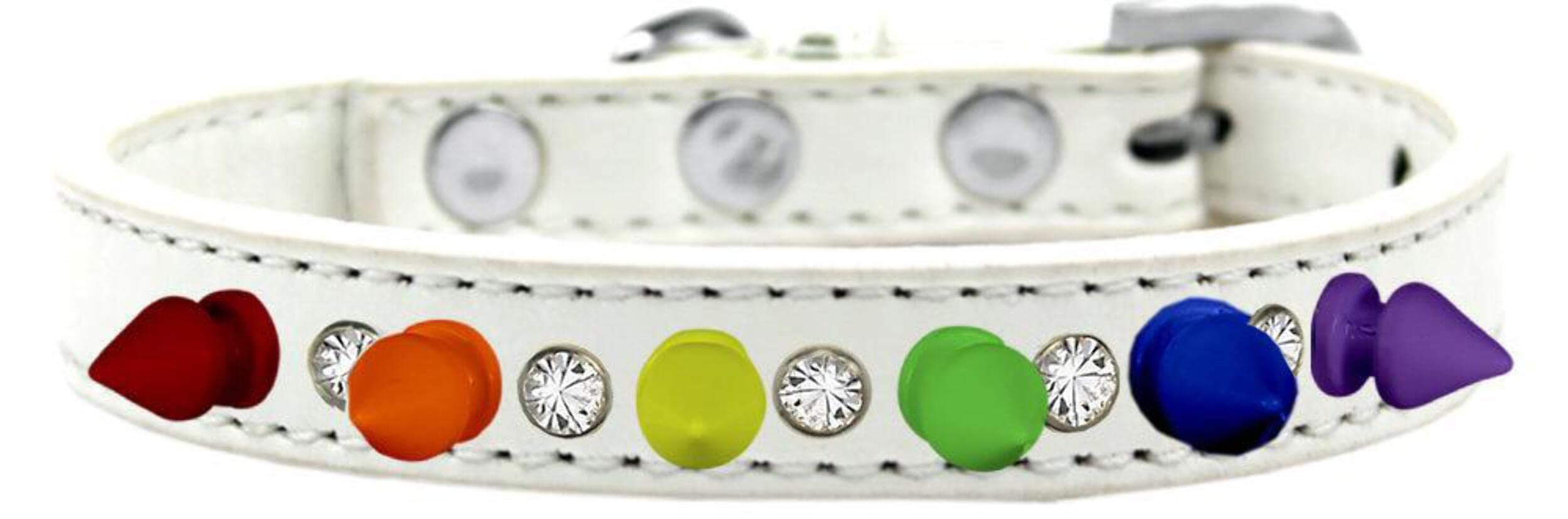 Black Pet Spike Collar with Crystals - Rainbow Spikes for Dogs - Walking & Training