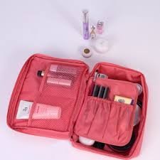 Delavala Waterproof Nylon Cosmetic Bag for Women - Double Layer Travel Makeup Organizer with Zipper, Portable Toiletry Pouch for Gym, Vacation & Daily Use