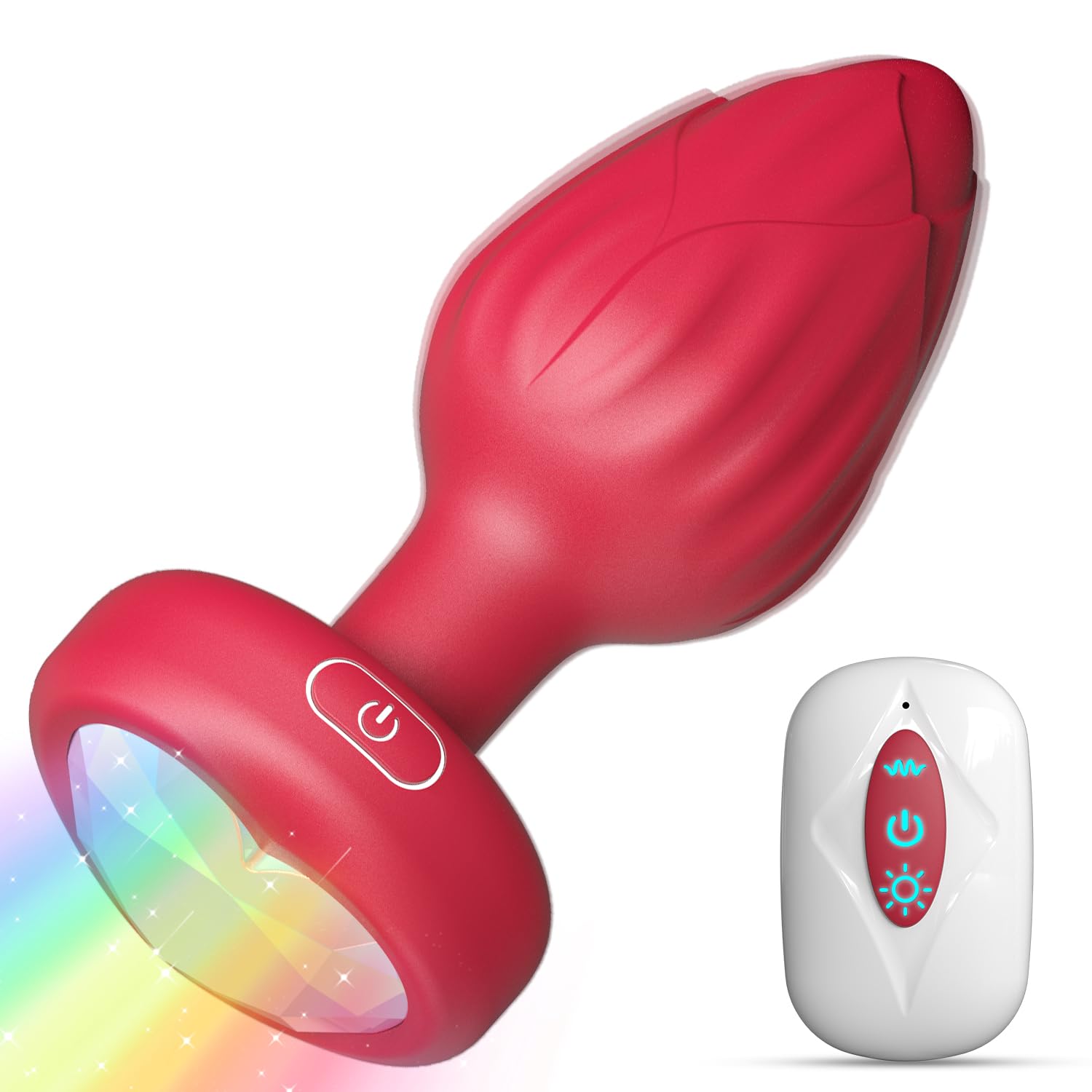 10-Speed Vibrating Anal Plug with LED Lights - Rose-Shaped Adult Toy for Women & Couples | Sensual Play, Spice Up Intimacy & Enhance Pleasure
